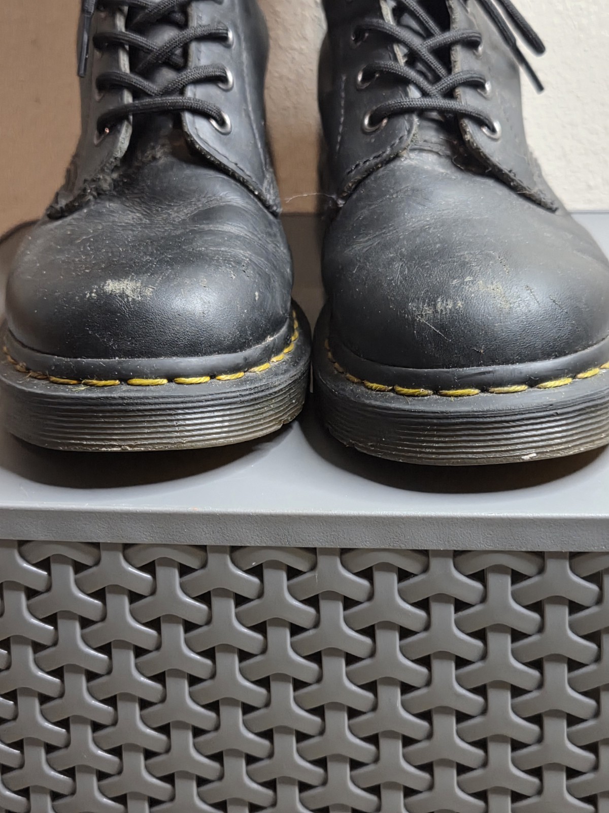 Dr. Martens 1460 Pascal Virginia Black Leather Combat Boots for Women, Size US 8