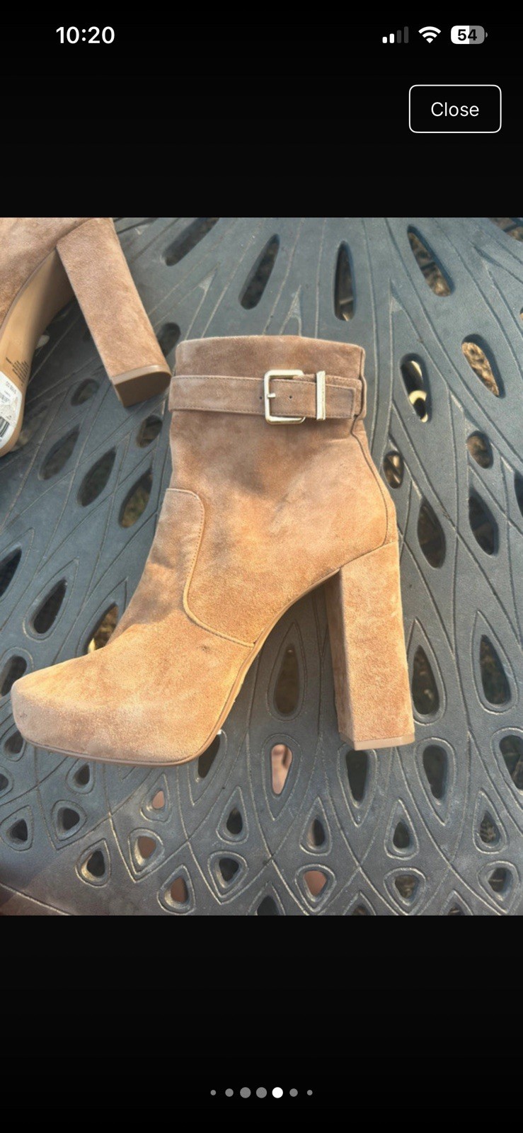 Express Brown Suede Leather Ankle Booties Round Toe Buckle Zip Women’s 10