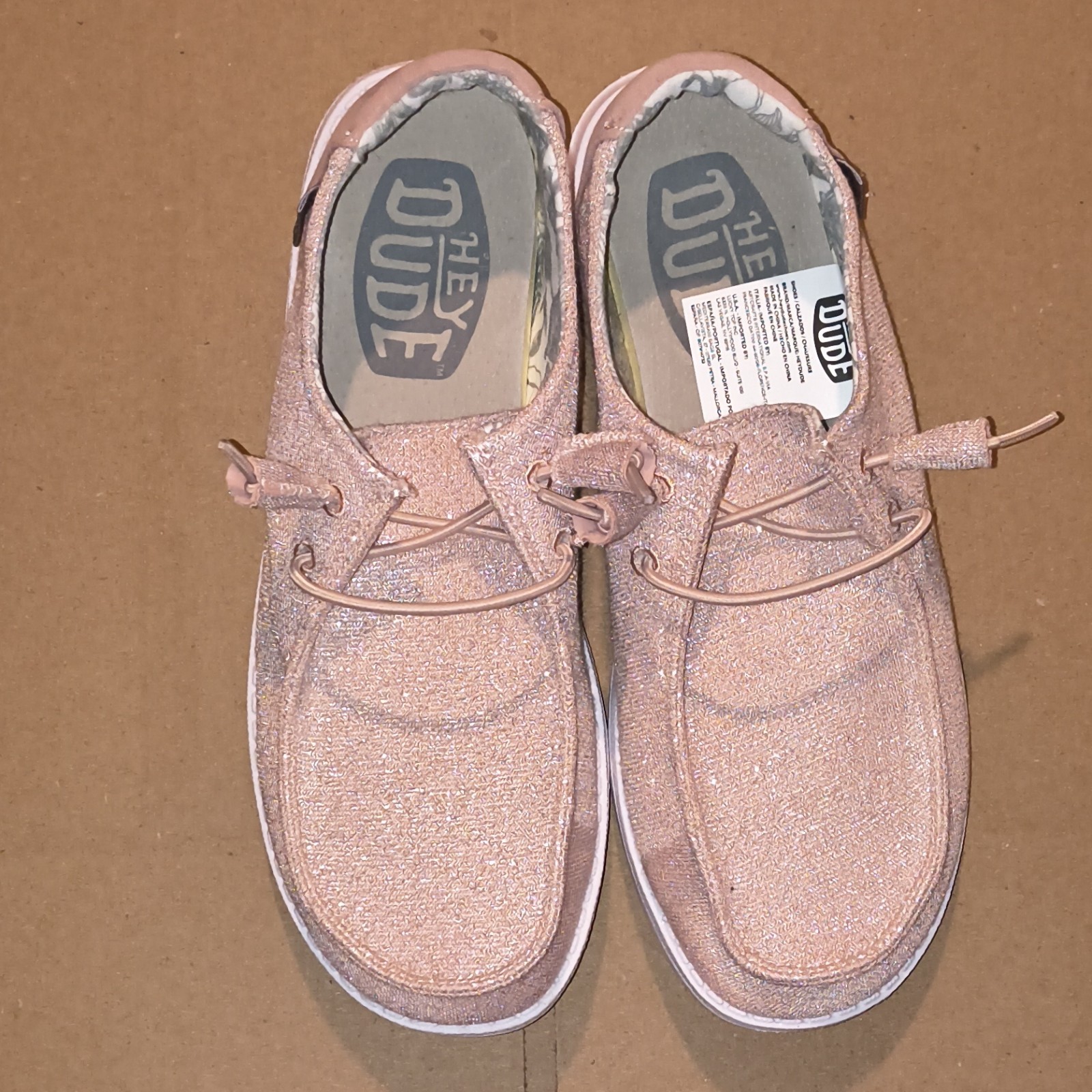 Hey Dude Wendy Sparkling Pink Slip-On Lightweight Knit Fabric Womens 7 EU38