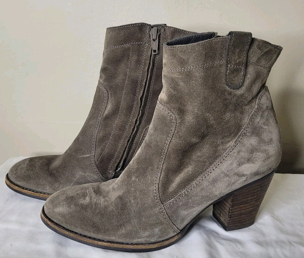 Paul Green Jax Suede Heeled Classic Designer Boho Ankle Boots Size 8.5