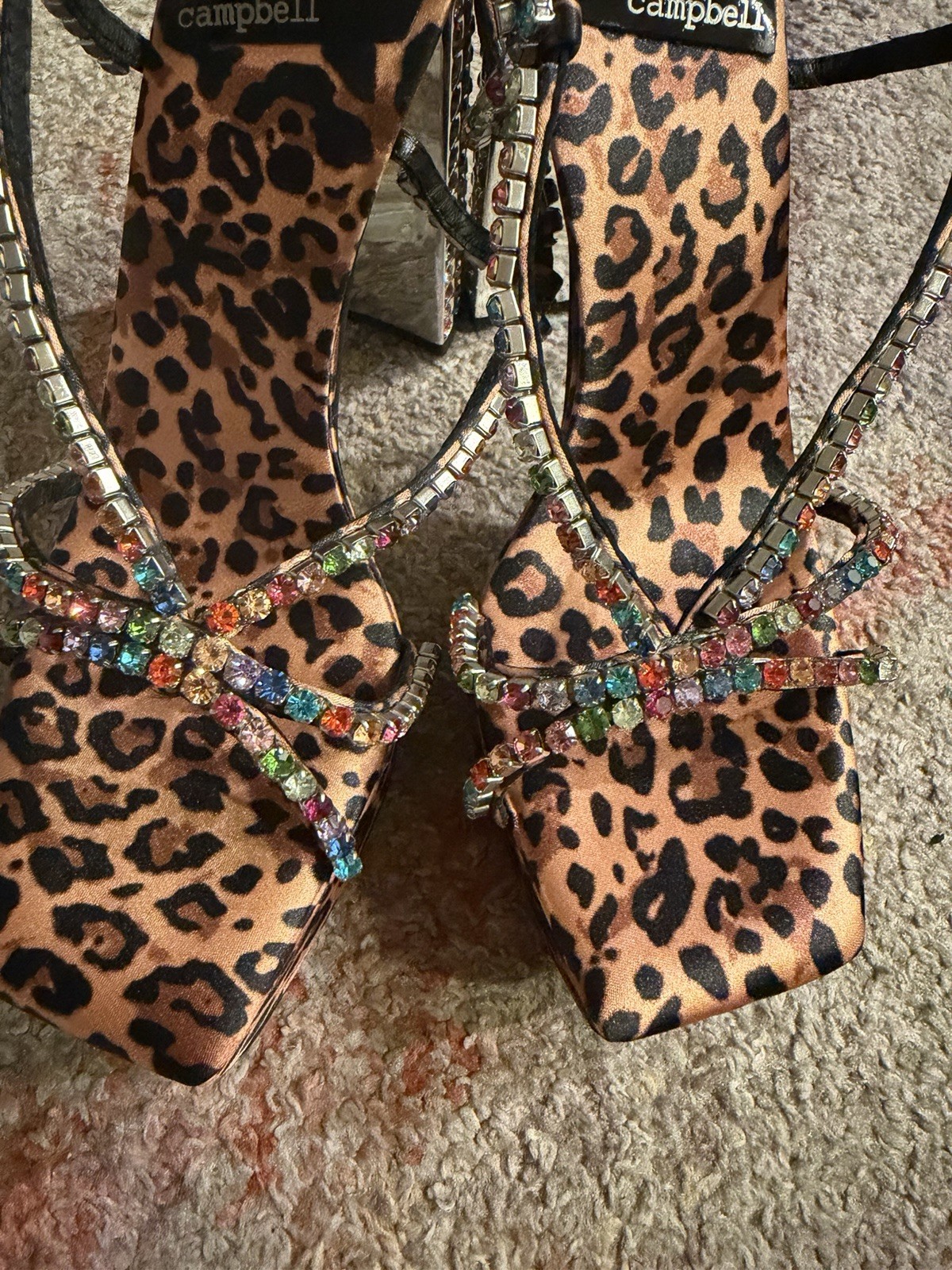 NWT Jeffrey Campbell Nuite Leopard Print Rhinestone Platform Sandals 6.5