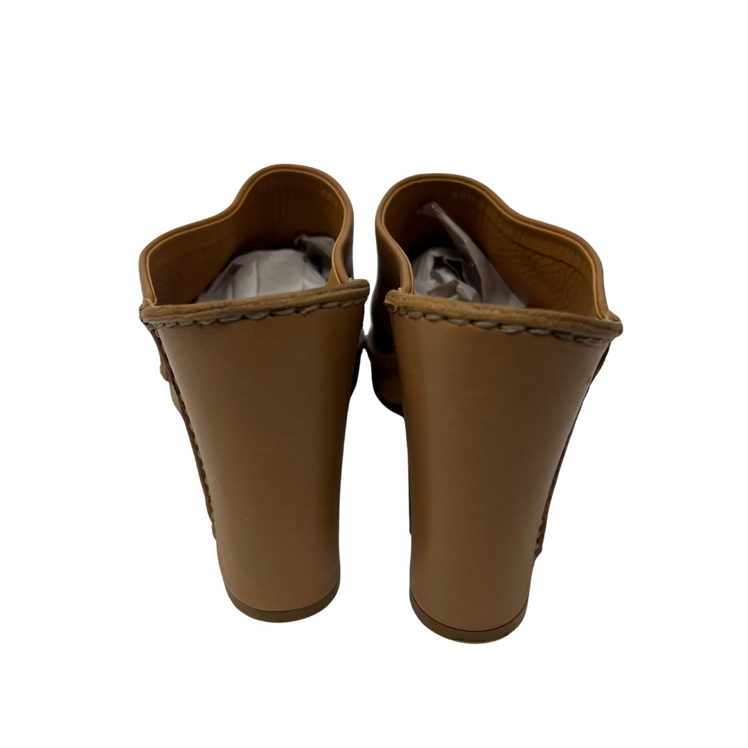 Tod’s Leather Mule Clogs Brown Slip On Heels Made in Italy Women’s