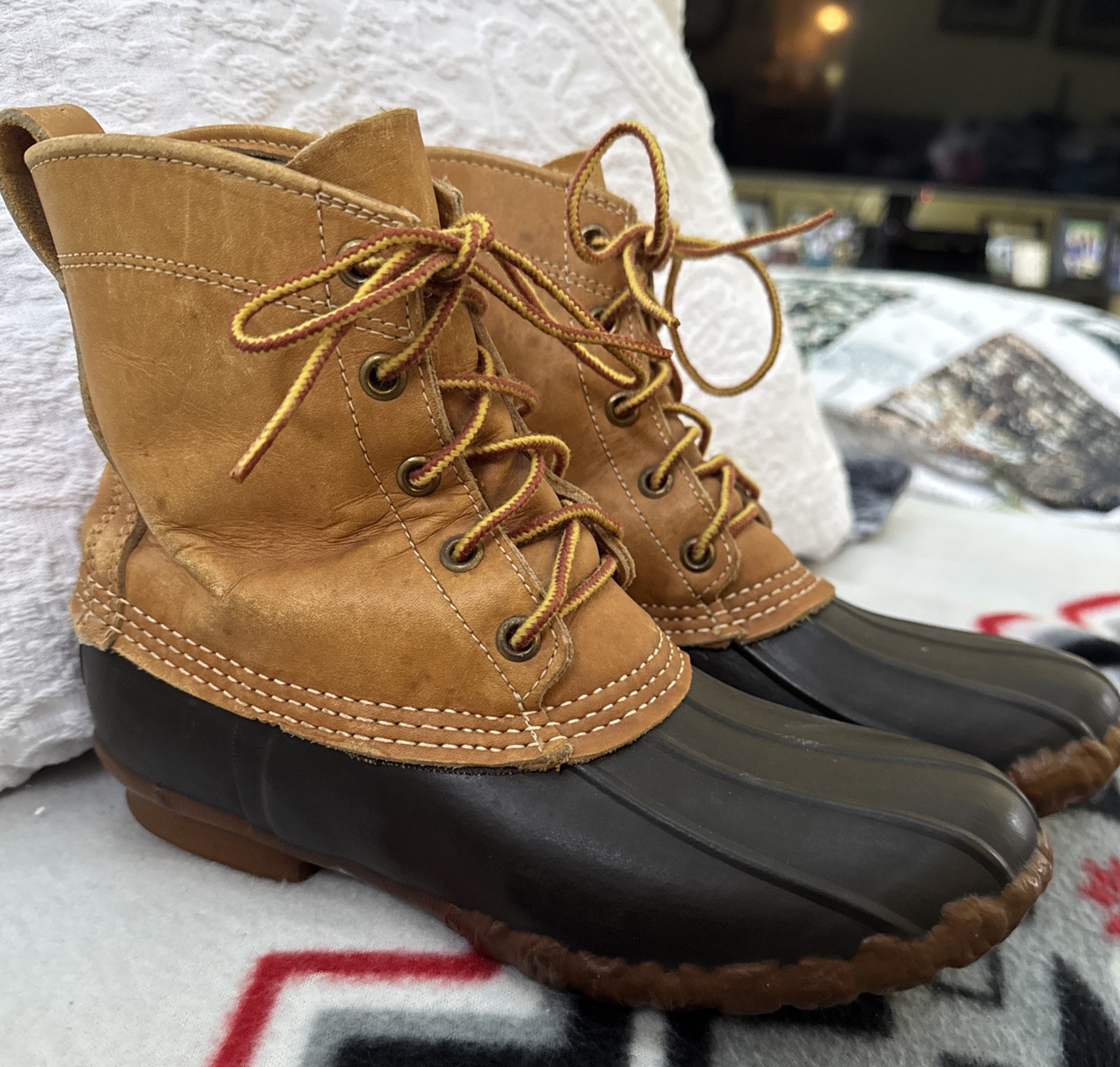 Vintage LL Bean Boots Womens 7 Brown Maine Hunting Shoe Leather Duck