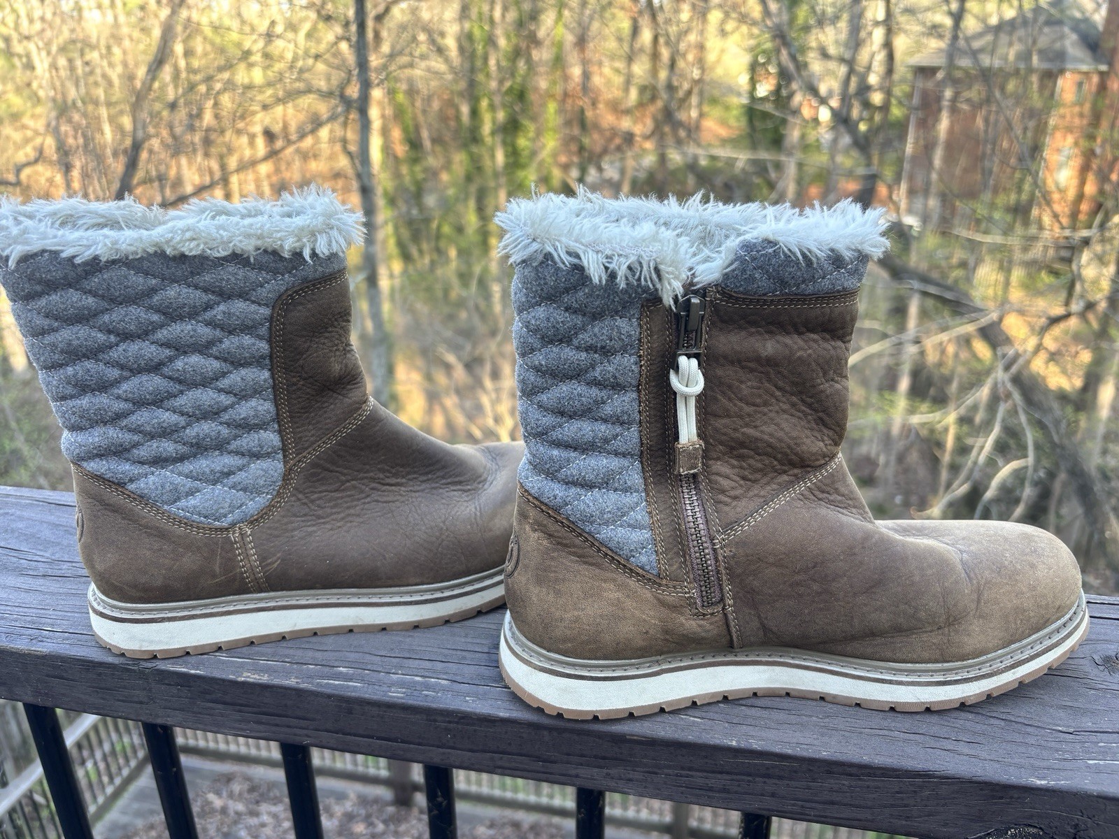 Helly Hansen Women’s Faux Fur Quilted Mid-Calf Snow Boots Brown Gray US 7.5