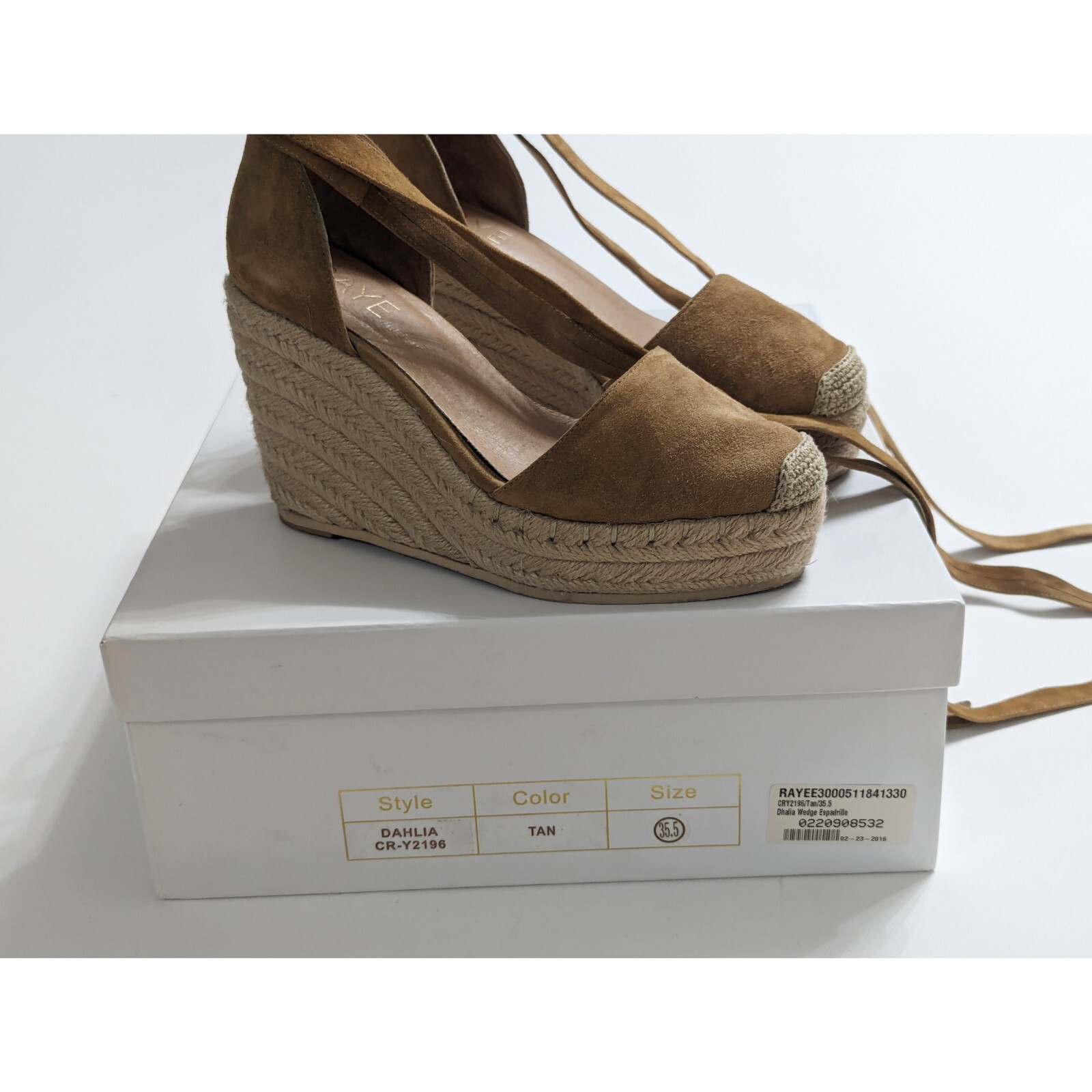 RAYE Dahlia Suede Leather Lace Up Wedge Platform Espadrilles Women’s Size 5.5