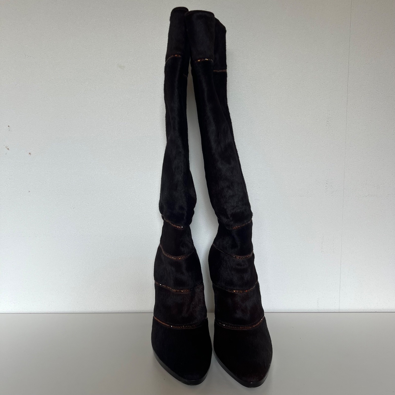 NEW Rene Caovilla calf hair Over The Knee Boots With Crystals Size 38