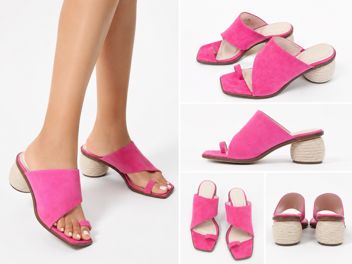 Pelle Moda Lahni Hot Pink Suede Toe-Loop Mule Sandals Size 9M