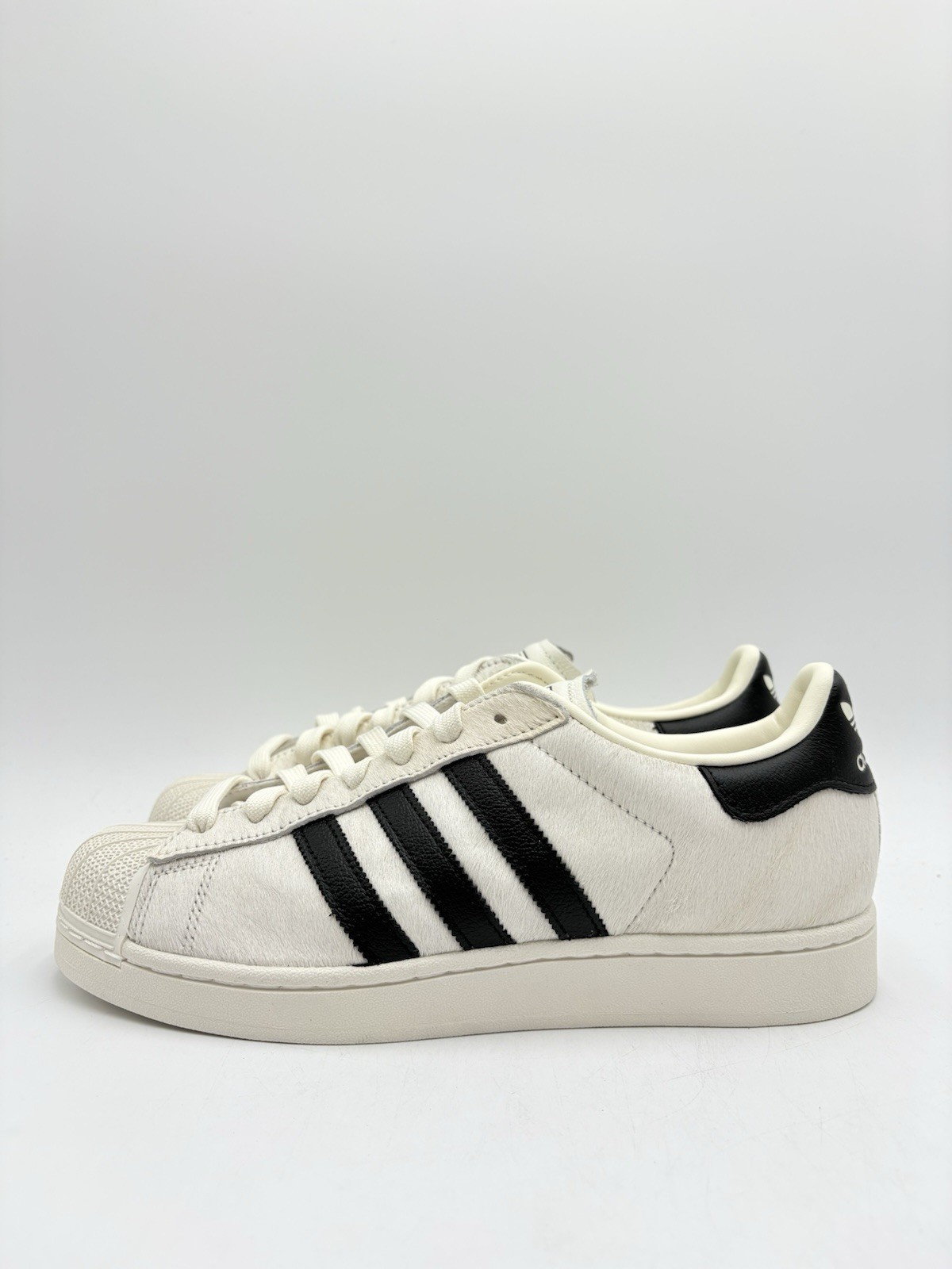 Adidas Women’s Superstar II Ponyhair Size 9 Beige Core Black |JQ7418|