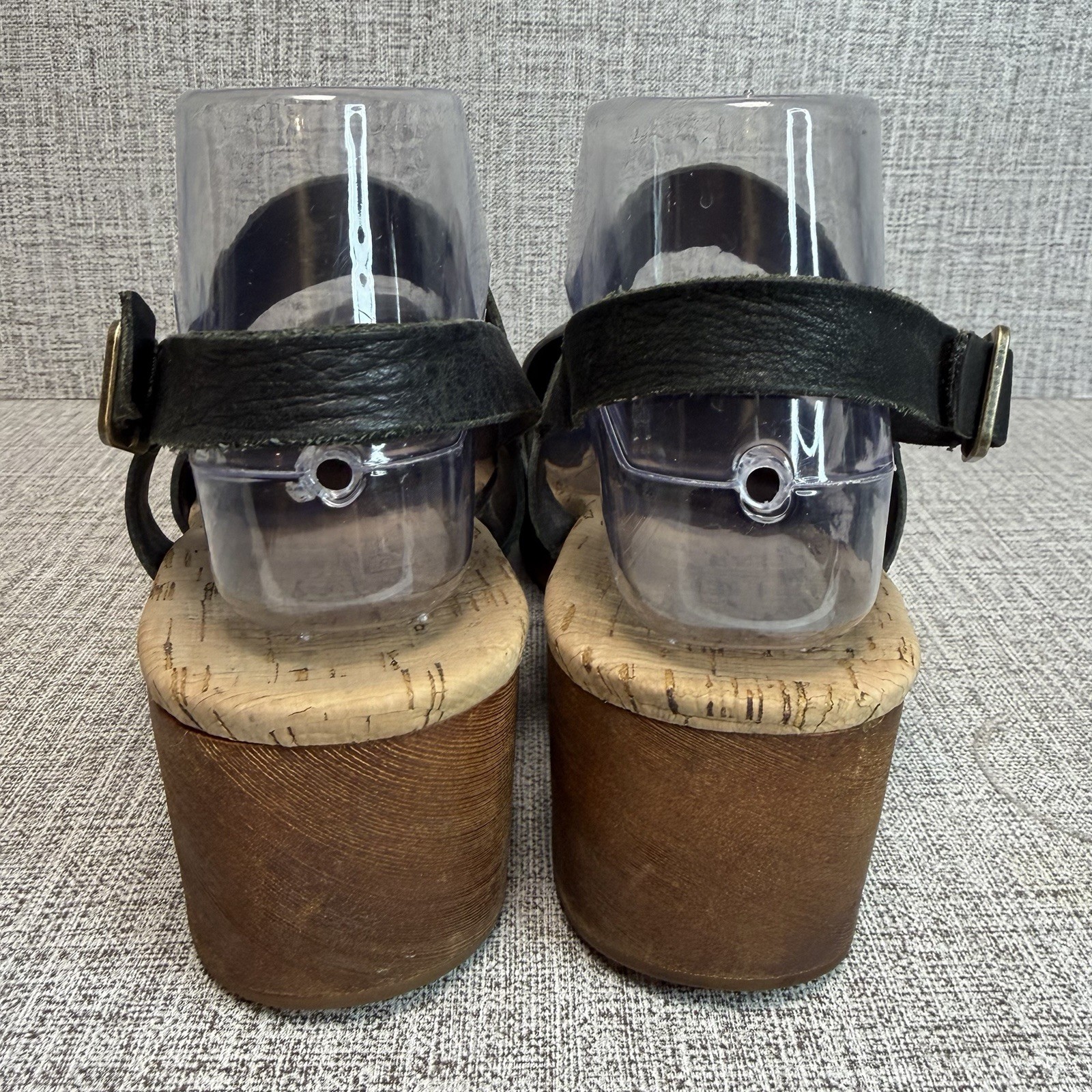 Kork-Ease Sandals Womens Sz 8 Black Leather Sayda Slingback Clogs Platform