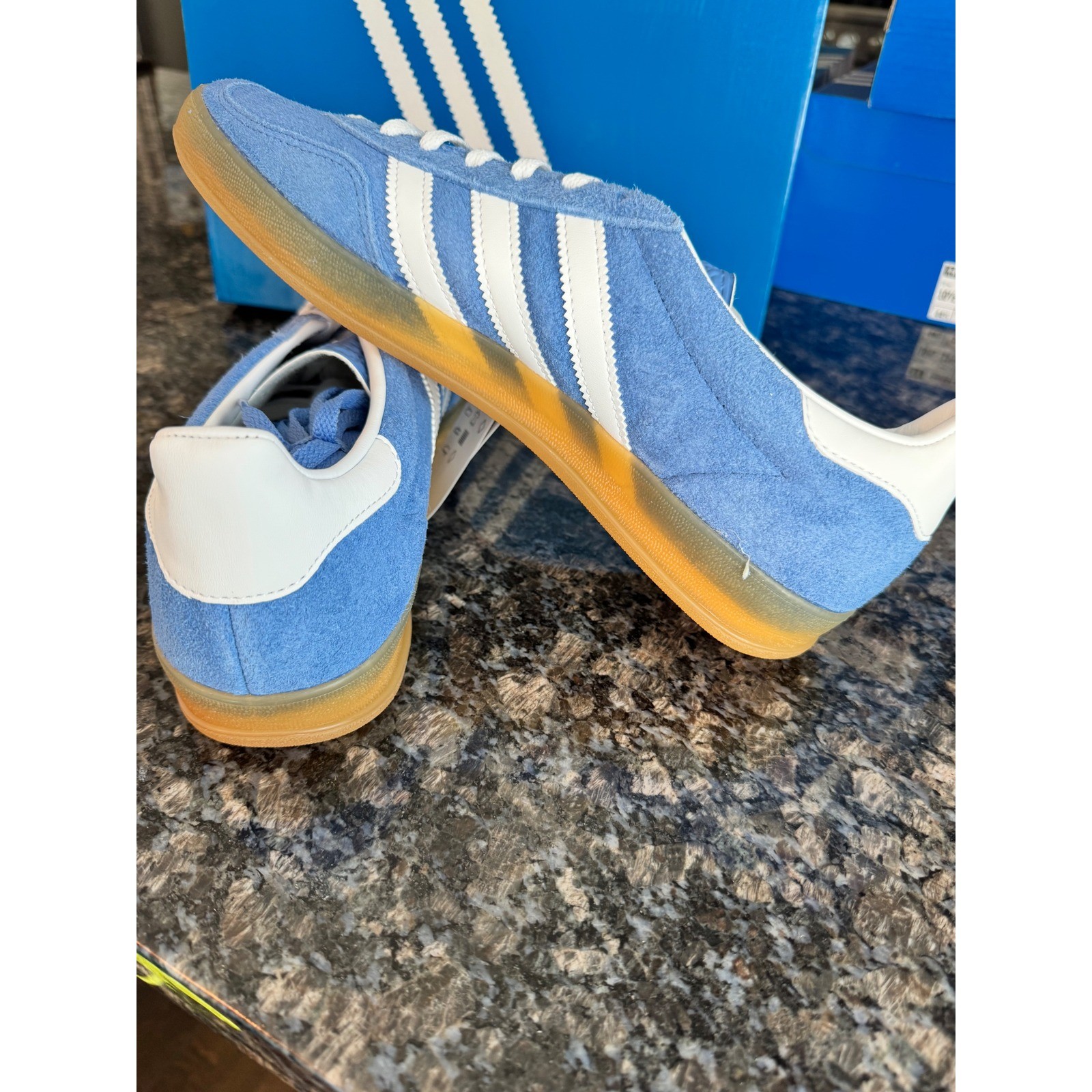 Adidas Gazelle Indoor W Blue Fusion Cloud White Suede Sneakers HQ8717 Womens 10