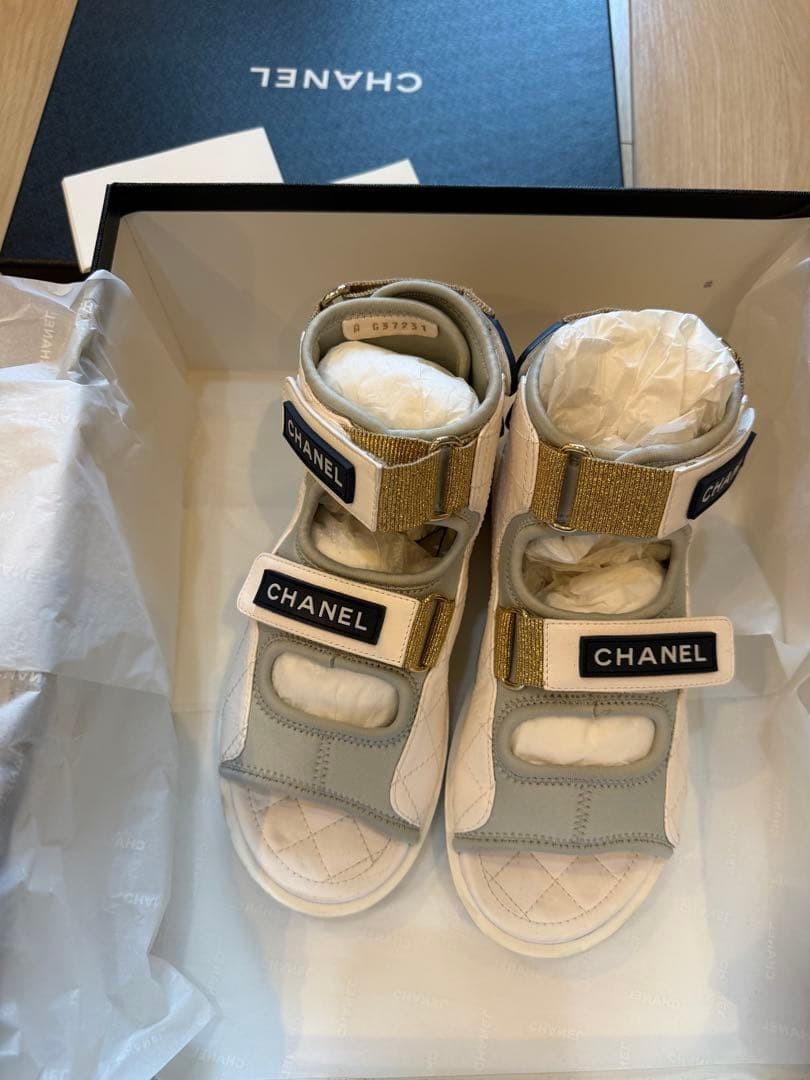 Chanel Matelasse Leather Sports Sandals Sneaker Sandals 35 G37231 USED Auth