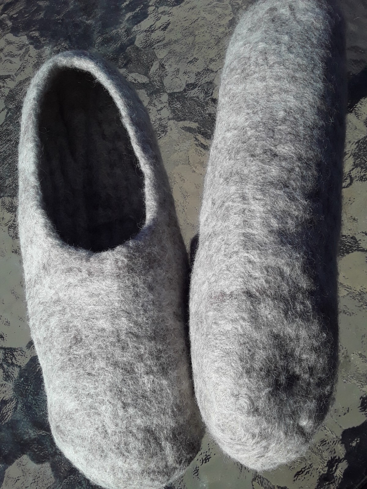 Grey Gray Slippers 100% wool merino blend Houseshoe made USA felt Size6 7 8 9 10