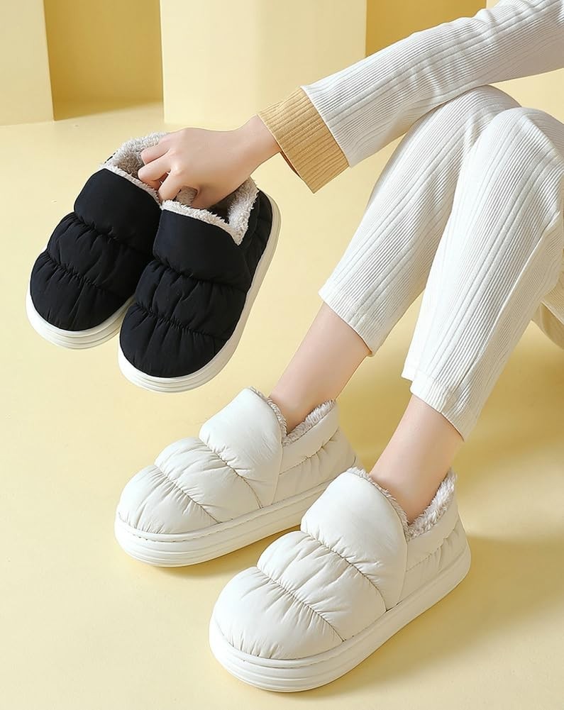 Epsion Winter Warm Boots for Women Men Indoor 5-5.5 Women/4-4.5 Men, A-black