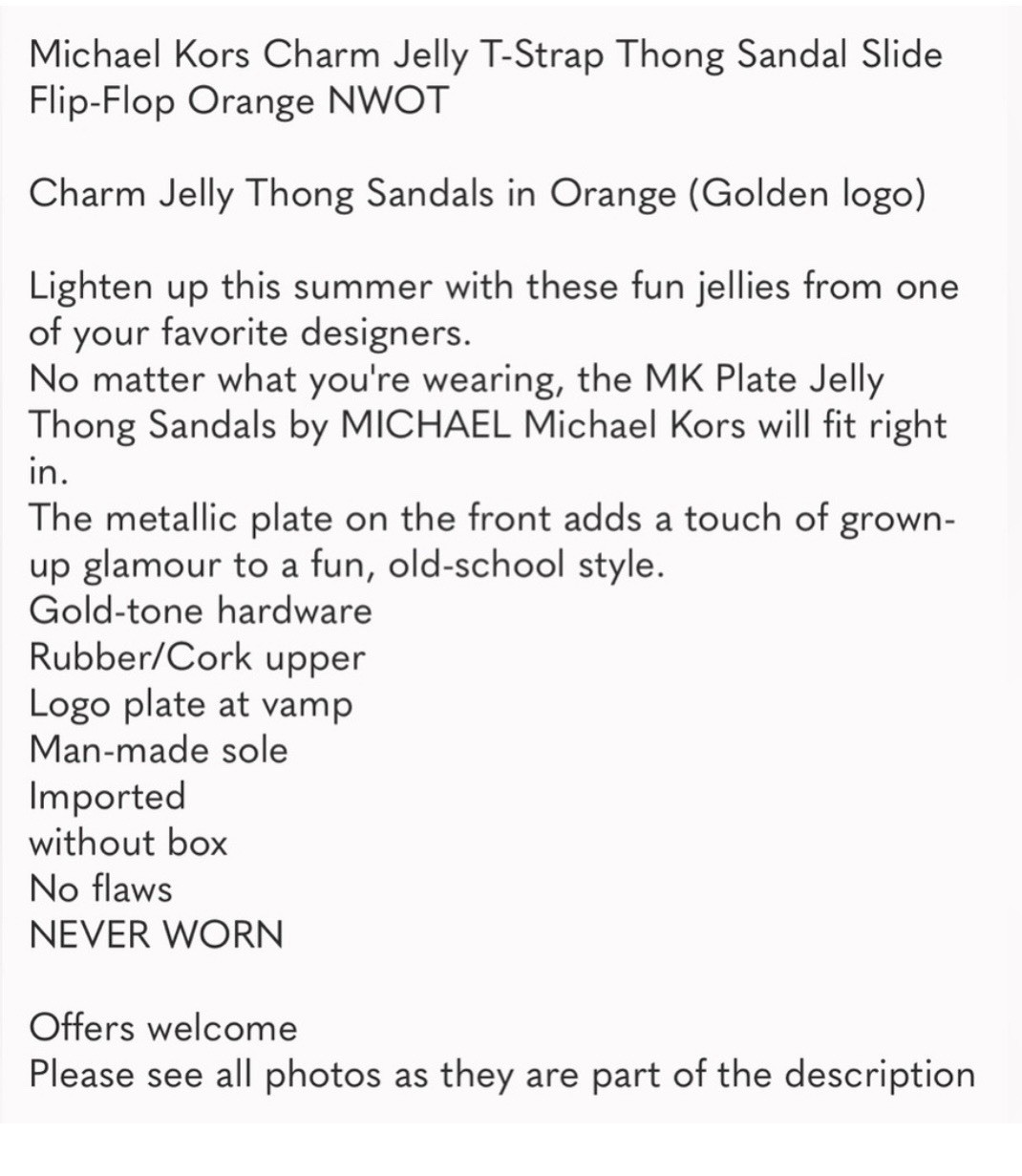 Michael Kors Orange Jelly Thong Sandals Cork Footbed Gold Logo Women’s 11