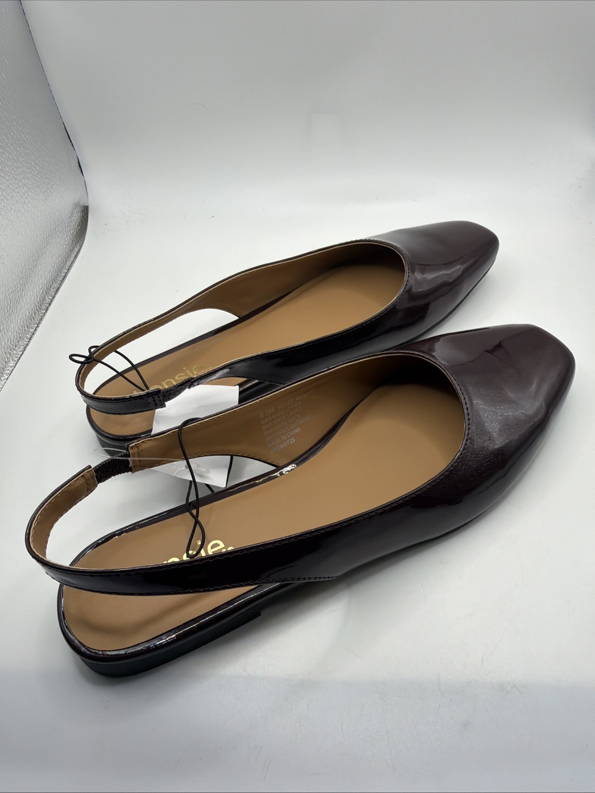 Kensie «Felice» Women’s Faux Patent Leather Slingback Flat Dress Shoe Size 7.5.