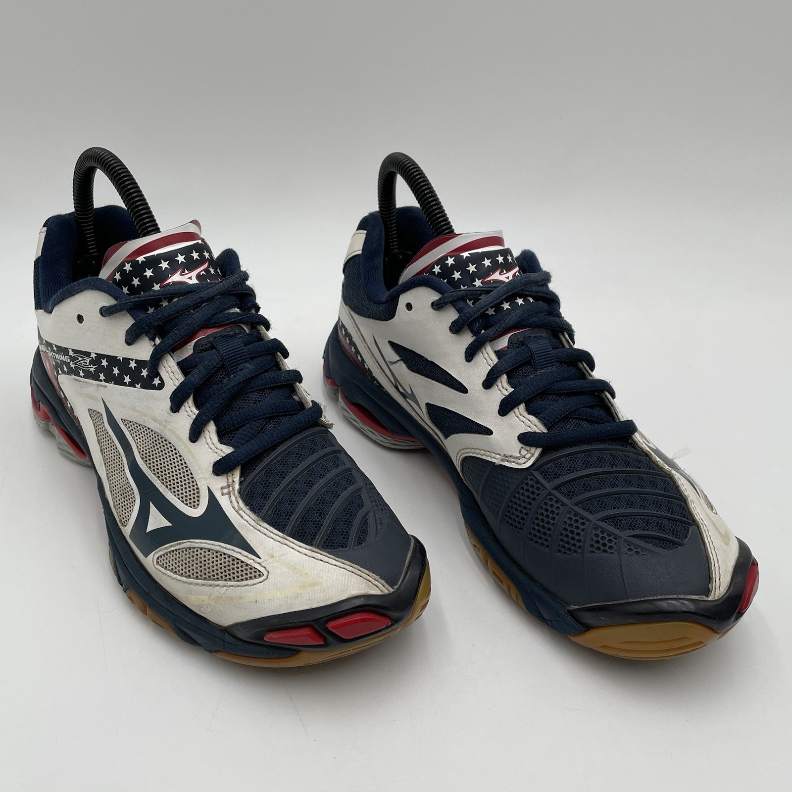 Mizuno Wave Lightning Z3 Womens Size 7 Volleyball Shoes USA FLAG Red White Blue