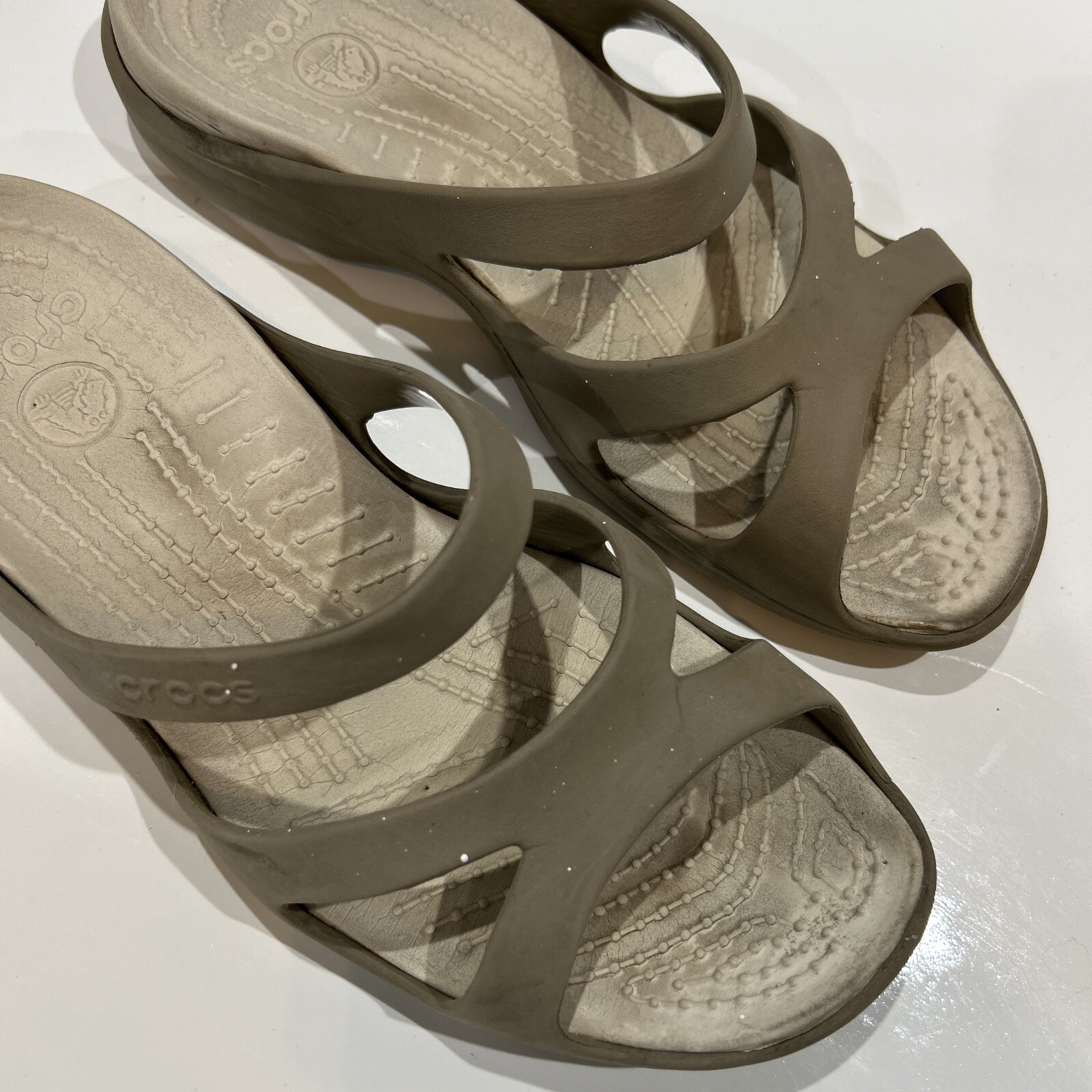Meleen Slip On Slide Sandals Tan Synthetic Croslite Women’s 10