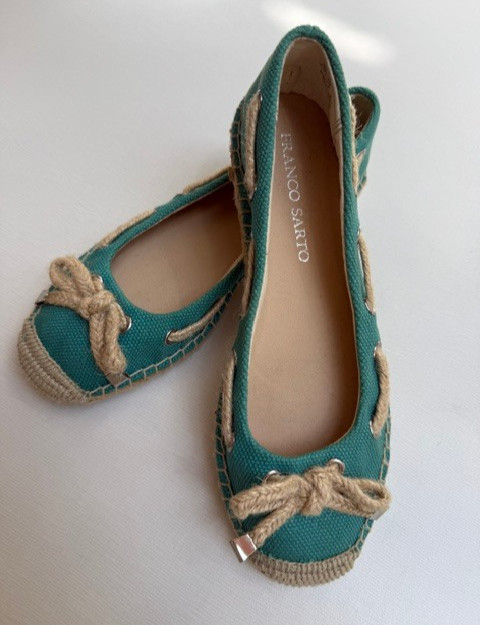 FRANCO SARTO Wells2 Women’s Turquoise Fabric Espadrilles Slip On Flats 6.5