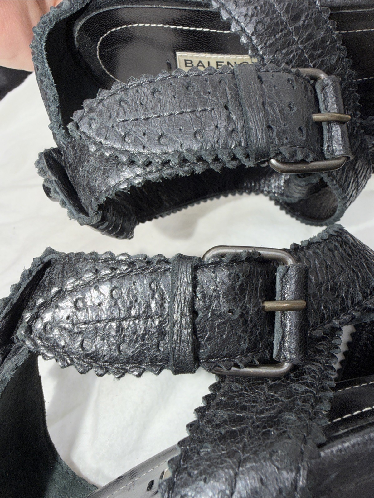 Balenciaga 39.5 Sandals Wedge Gladiator Caged Ankle Booties Covered Studs Poms