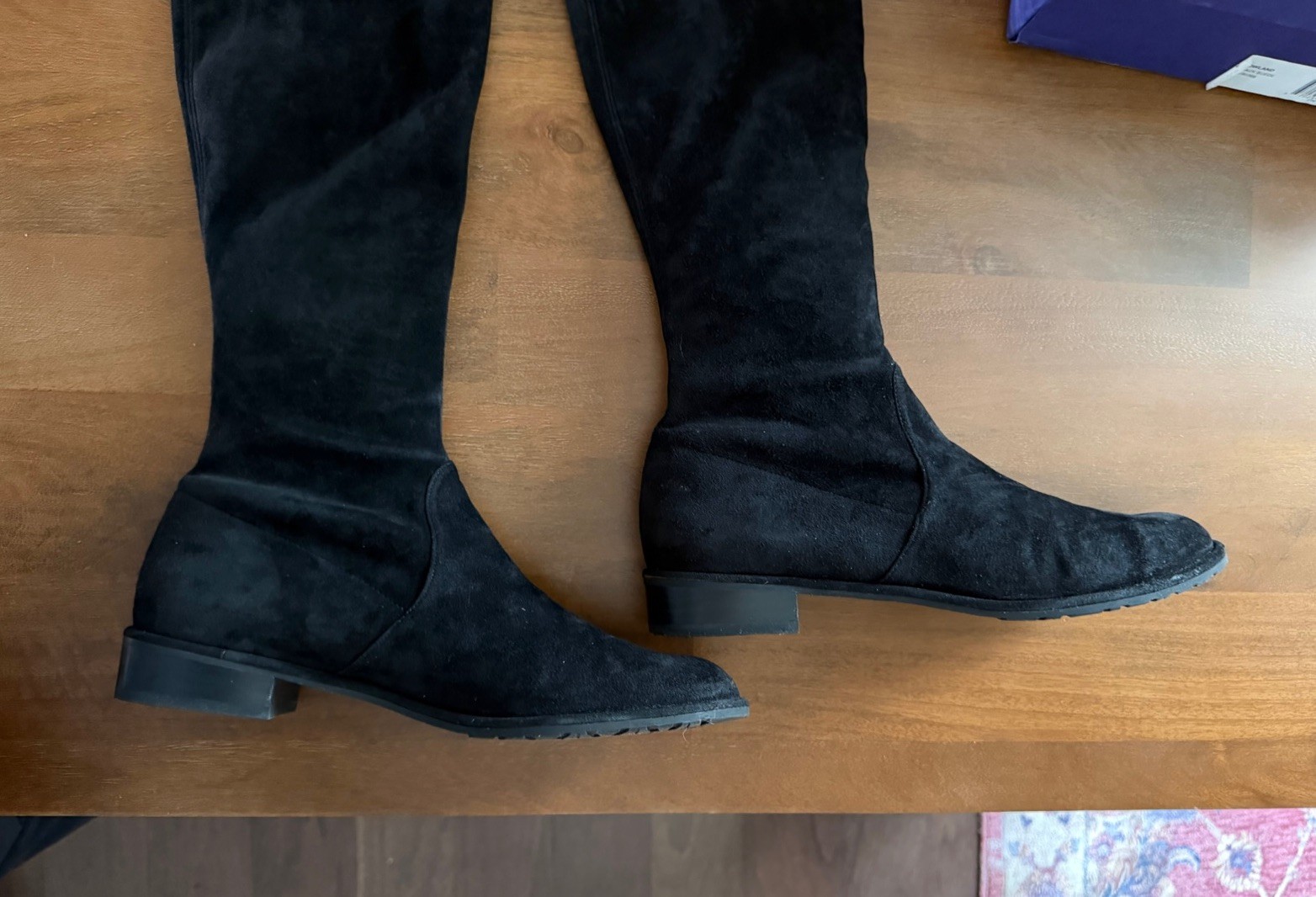 Stuart Weitzman Lowland Over The Knee Boot Black Suede Size 9.5 Flat