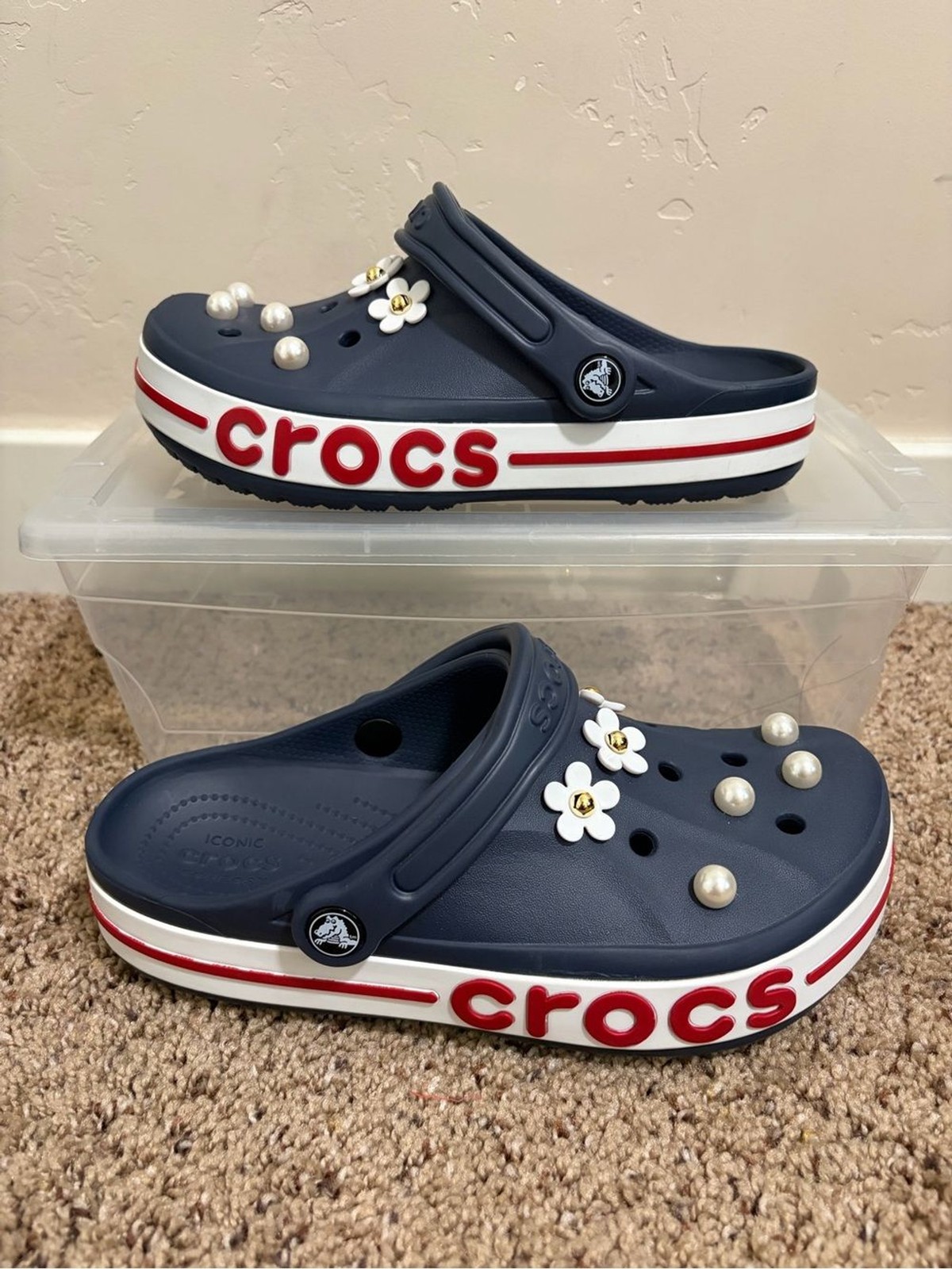 Crocs Bayaband Clog Slippers Sandals Navy Blue Women’s Size 8