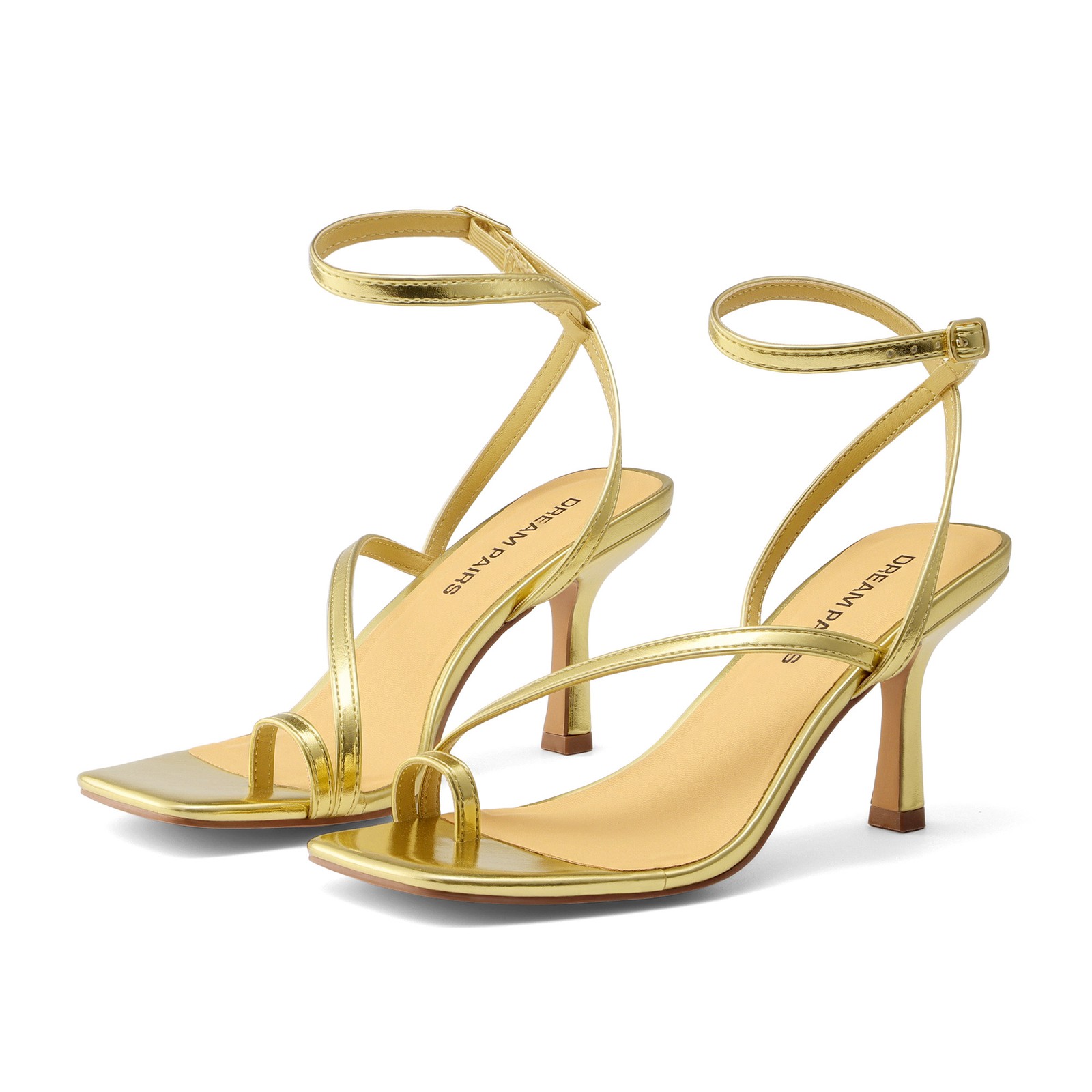 Women’s Kitten Heels with Square Toe Comfortable Ankle Strappy Fashion Sandals