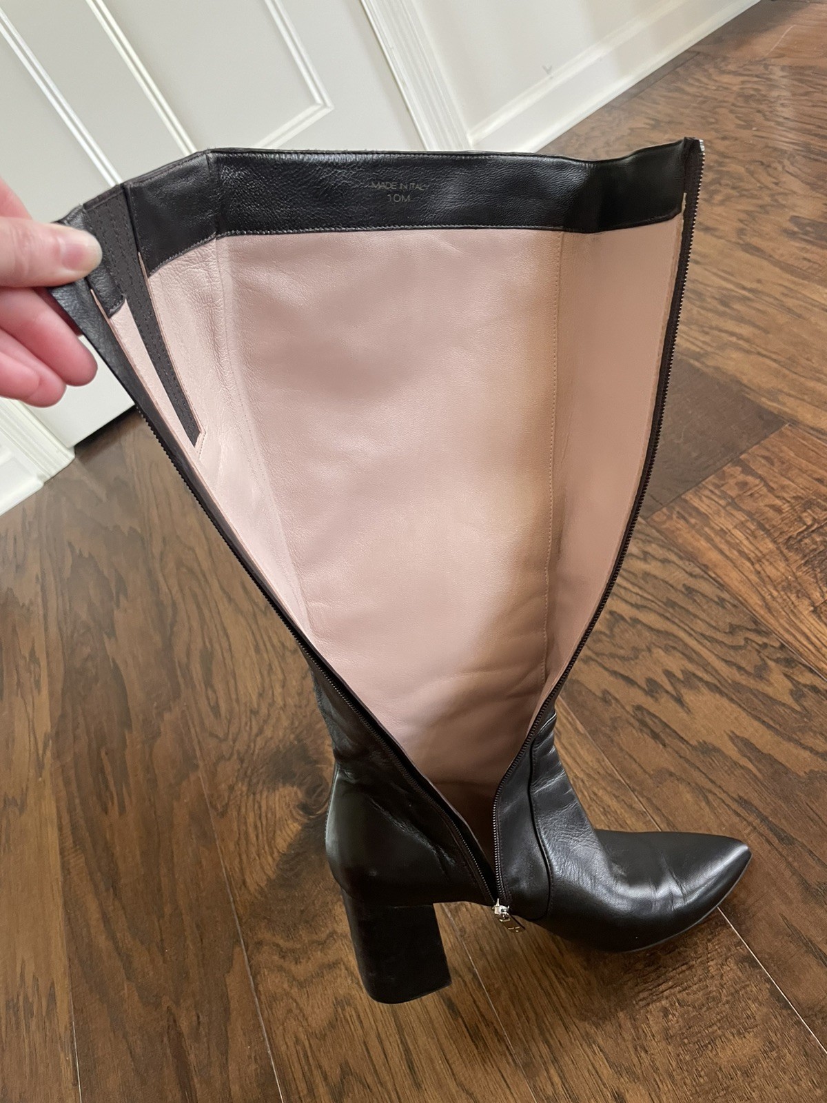 TARYN ROSE WOMENS BOOTS 19.5 in TALL STRETCH/ BLACK LEATHER ZIPPER