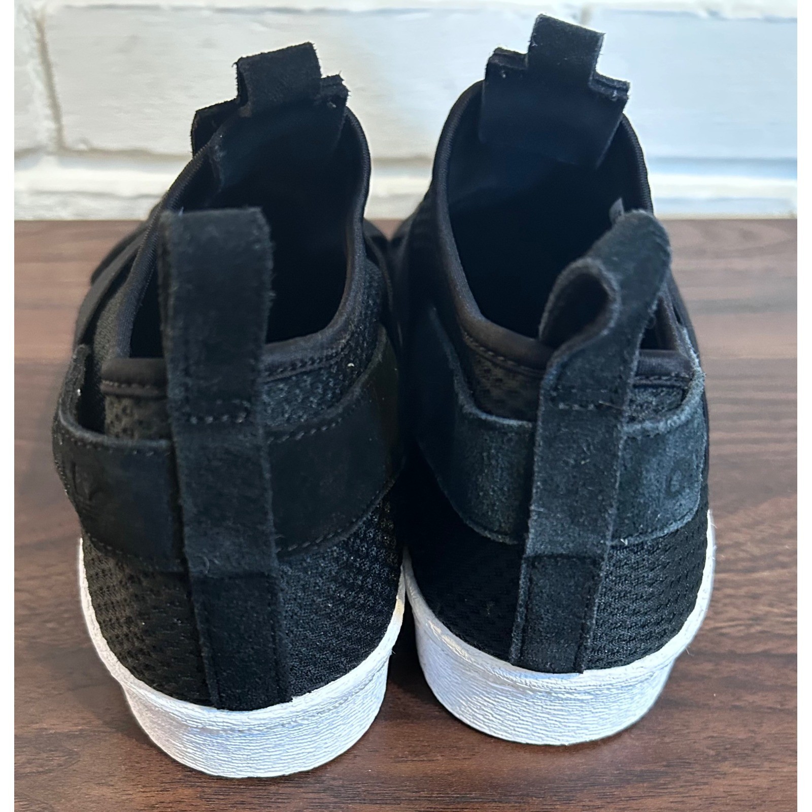 Adidas Superstar Slip On Womens 8 Black White Crisscross Strap Sneakers No Lace