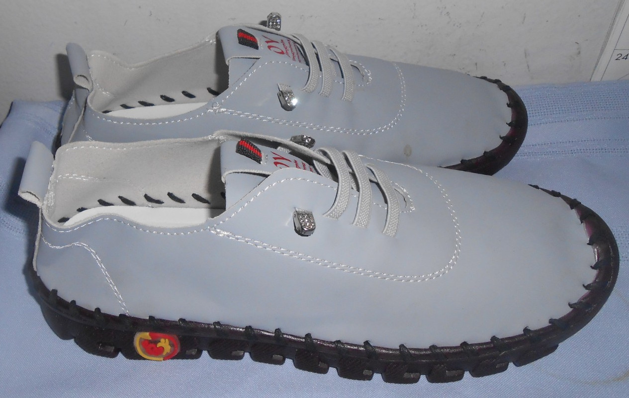 OY Flexible Grey Faux Leather Lace Up Shoes Size 41 – USA 9 / 10 NEW No Box