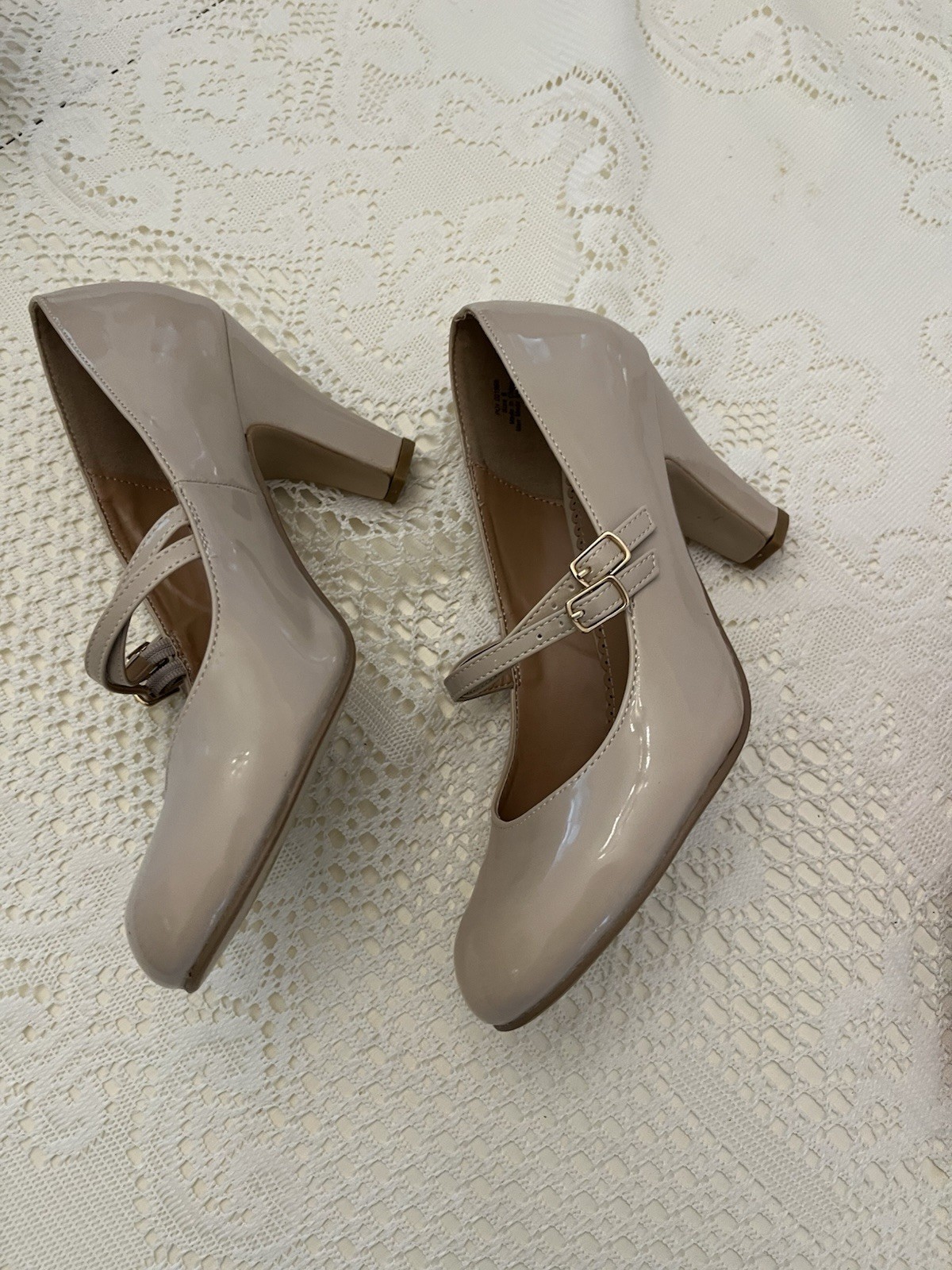 Patient Leather Tan Strap Pump