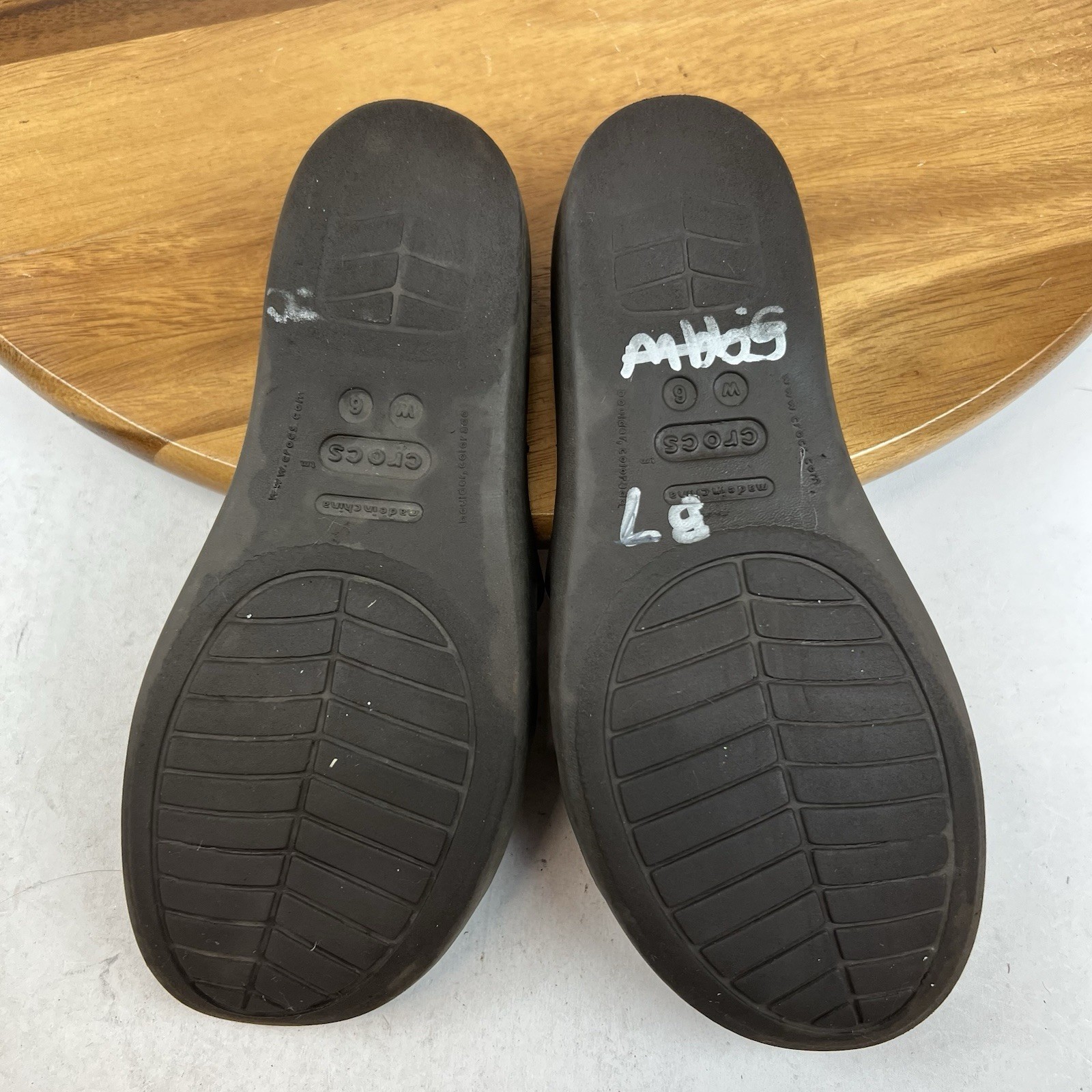 Womens Crocs Rhonda Brown Slip On Comfort Mini Wedge Slides Sandals Size 6 M GUC