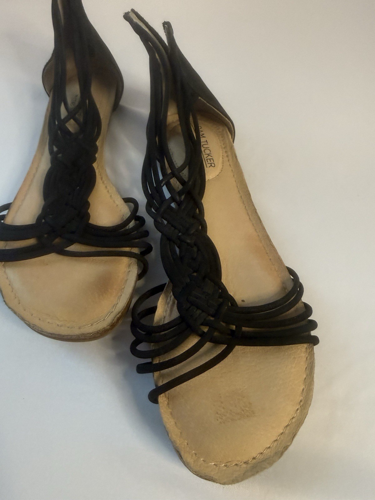 Adam Tucker by Me Too Cali Black Open Toe Gladiator CushIoned Sandal Sz 8