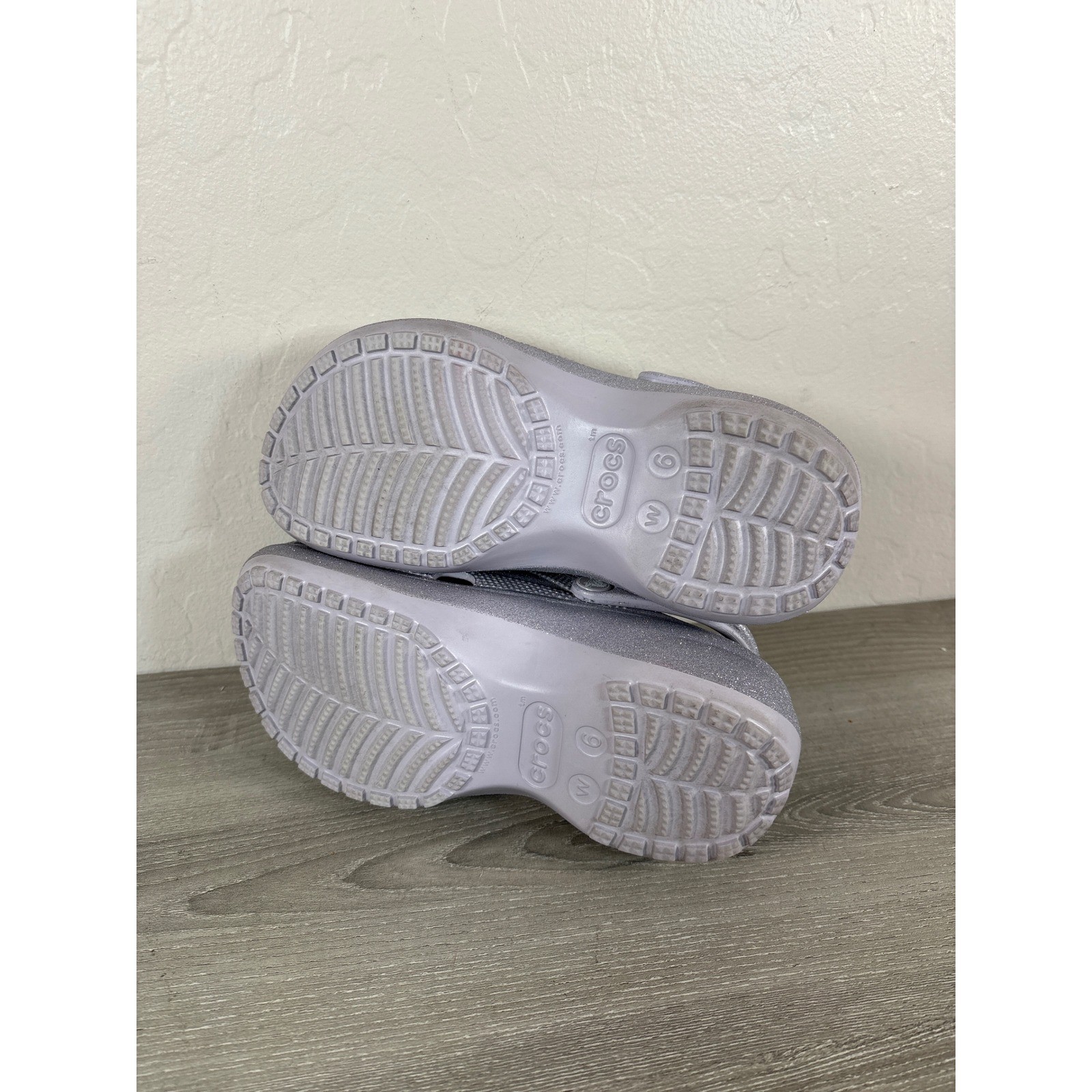 Crocs Classic Platform Glitter Clog Mauve Mist Lavender Purple Sparkle Shoes 6