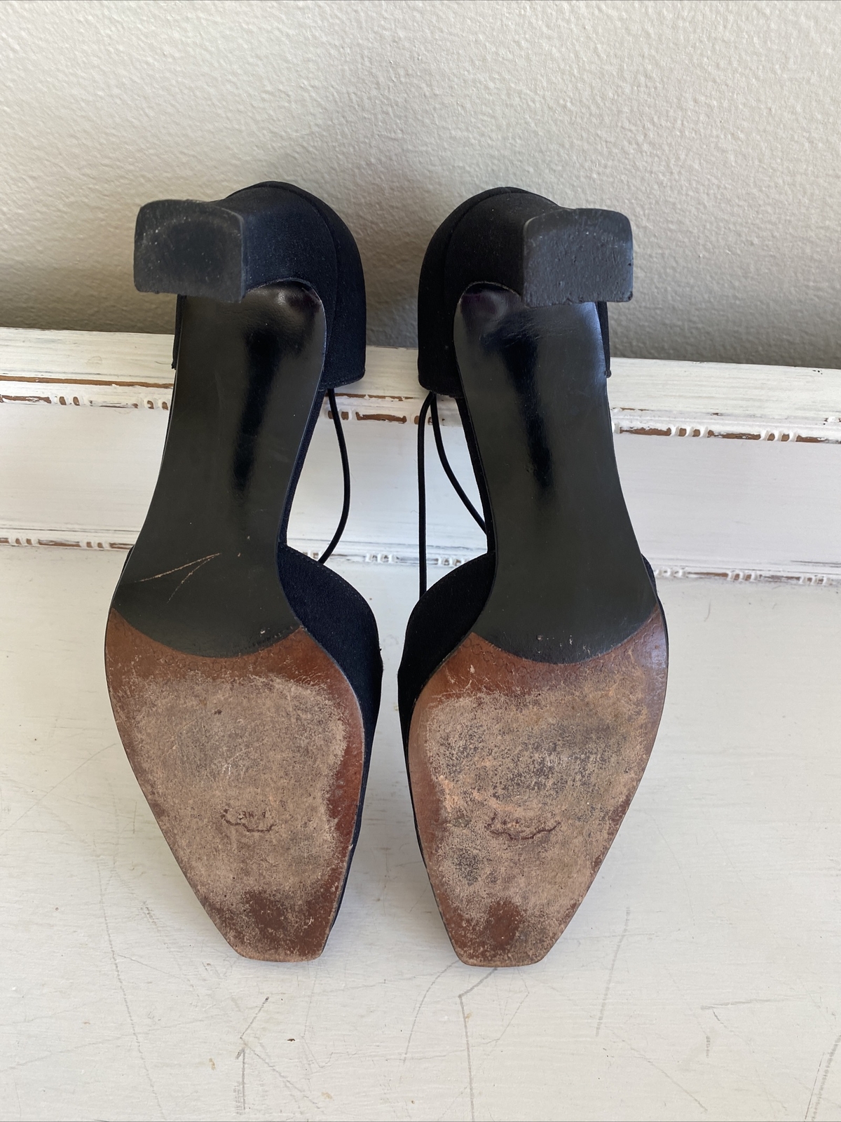 Stuart Weitzman “Rondex Black Peau” Shoes Size 6 Crystal Rhinestone EUC