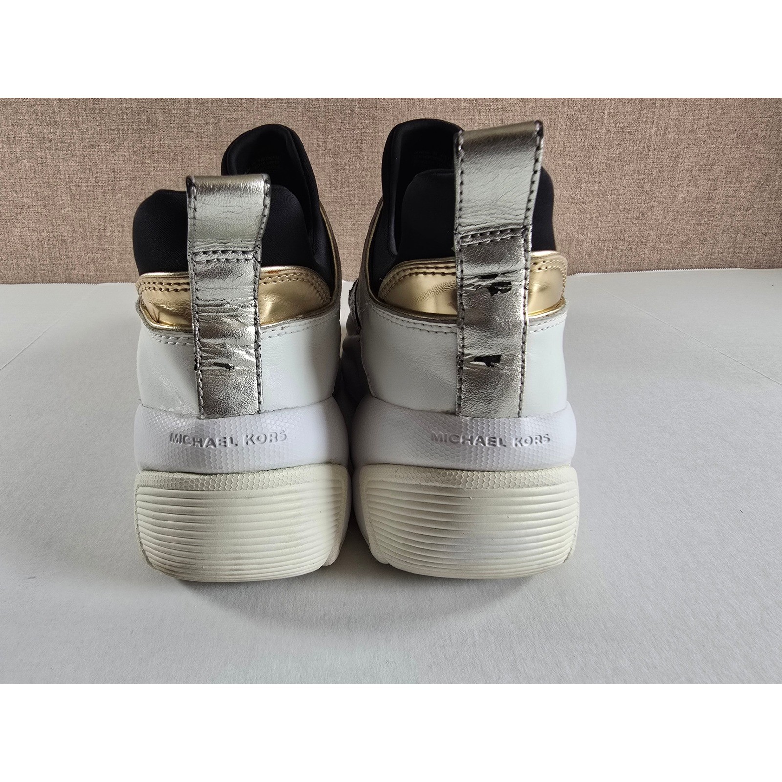 Michael Kors Cosmo Multi Color Snakeskin Embossed Platform Sneakers Straps