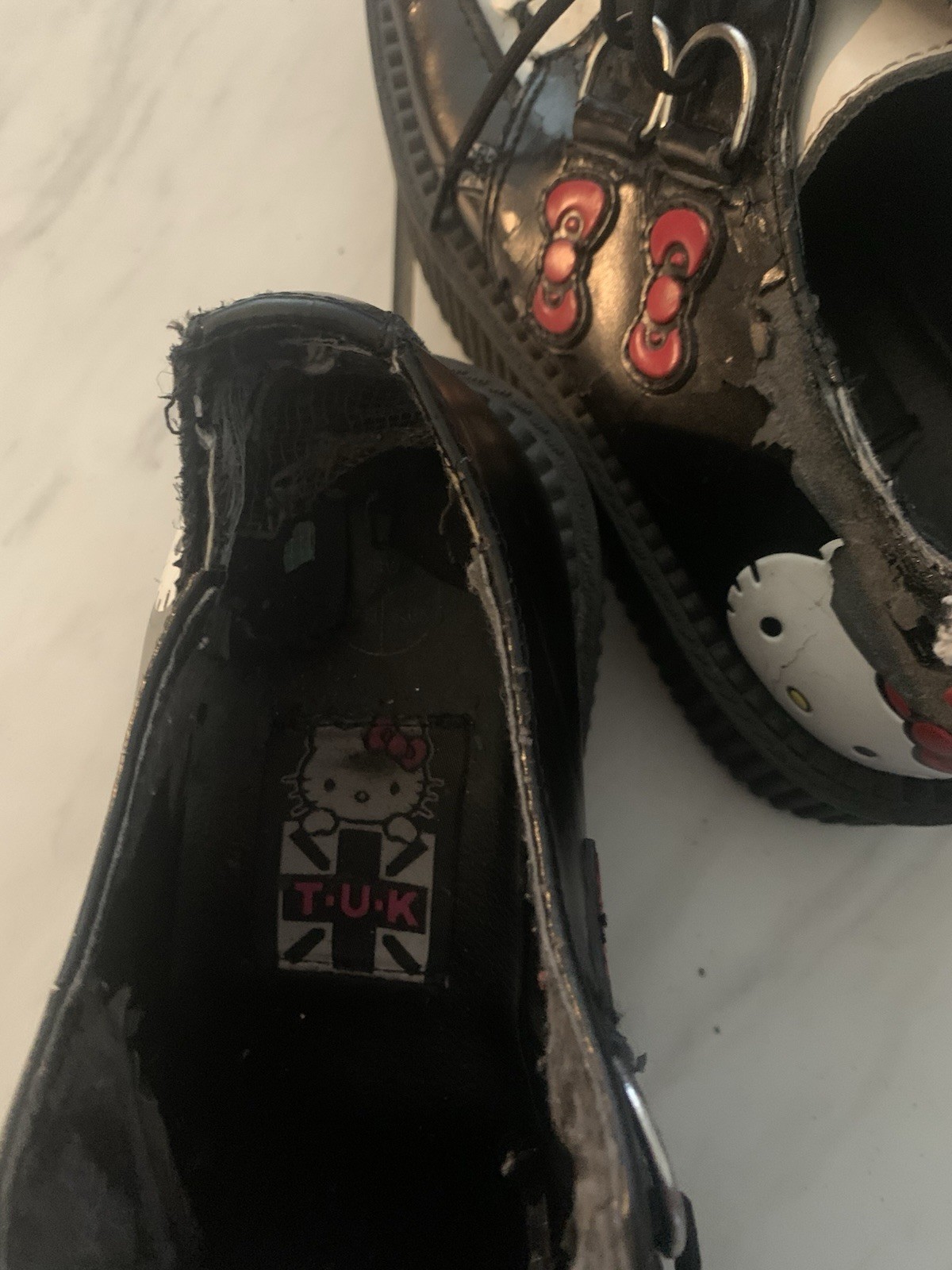 T.U.K. Hello Kitty Creeper Shoes – Black & White – Pre-Owned