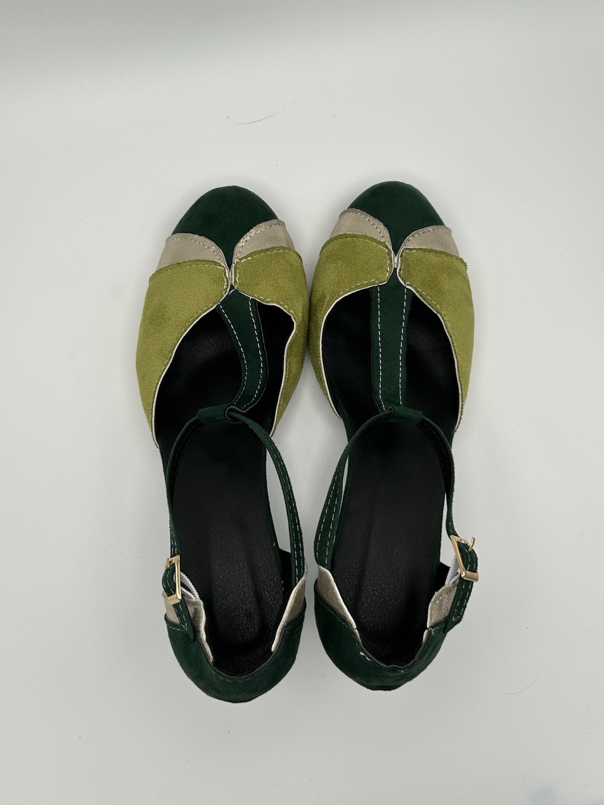 Green Color block Pumps 2.5” Heel