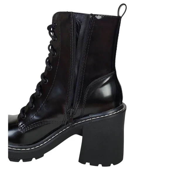 Madden girl Lion block heel platform boots black lace up zip chunky y2k gothic