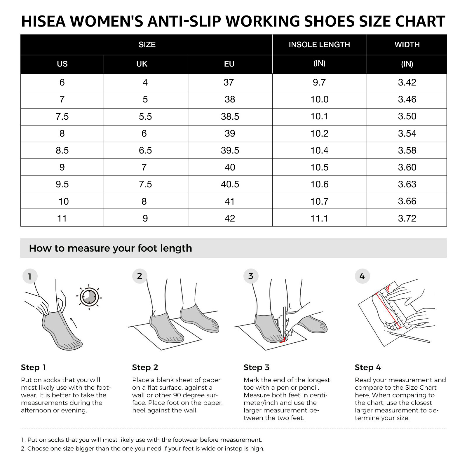 HISEA Women Kitchen Non-Slip Working Shoes Oil-Resistant Food Service Chef Shoes