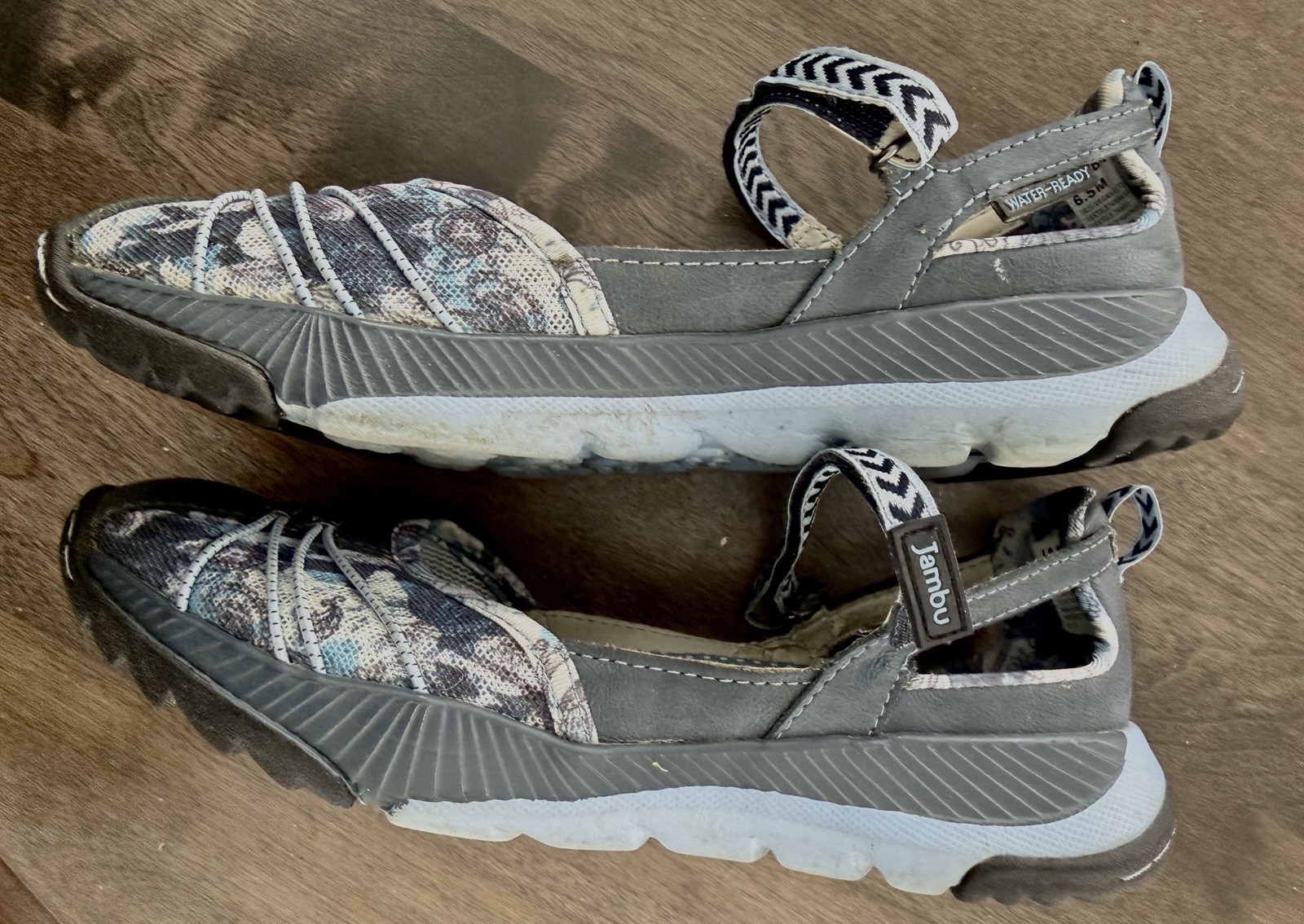 Jambu Iris-Vegan Mary Jane Floral Comfort Shoes Gray Blue Women’s 6.5M