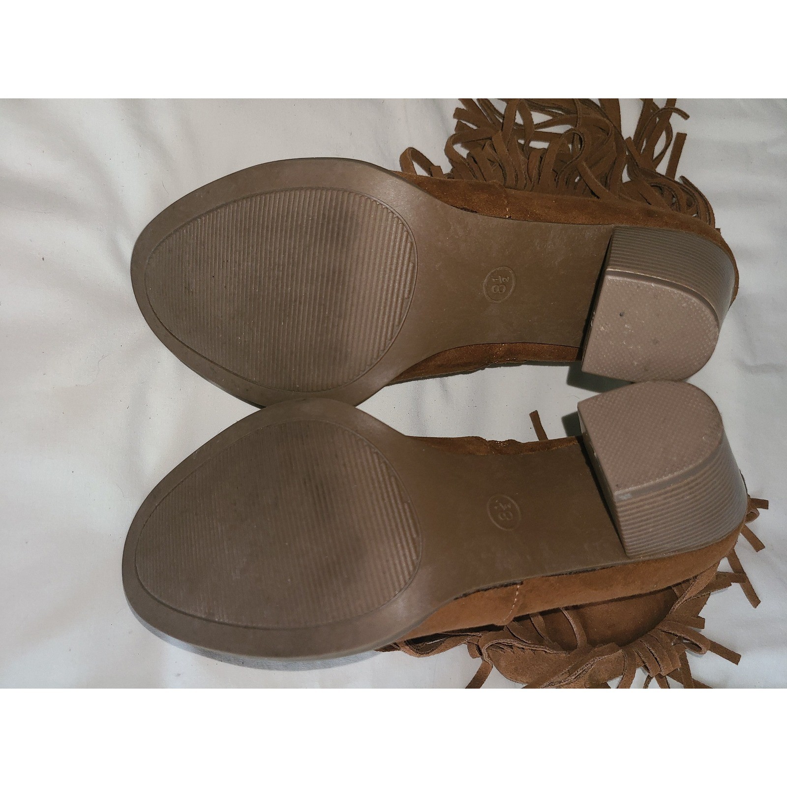 Mossimo Supply Co Bertie Cognac Fringe Ankle Boots Womens 8.5 Brown Western Heel