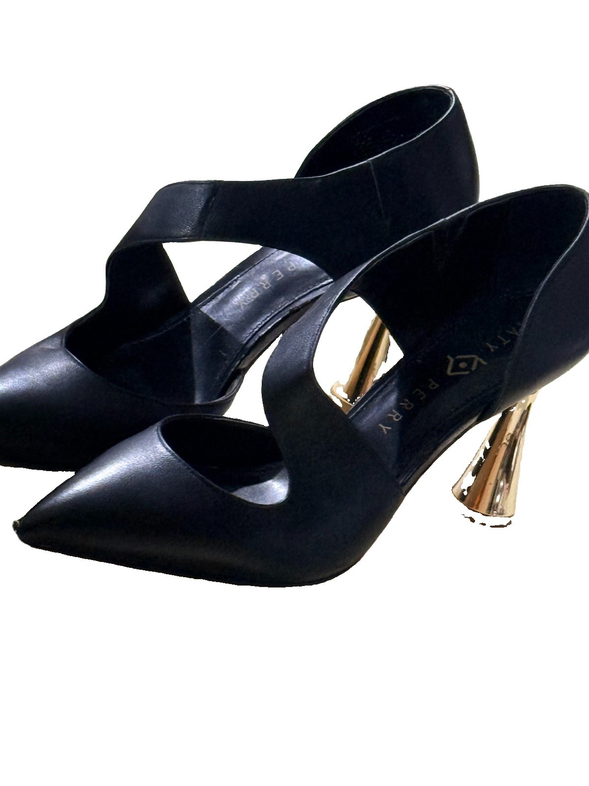 Katy Perry Size 9.5 The Swerve Winged Gold Heels Excellent Condition