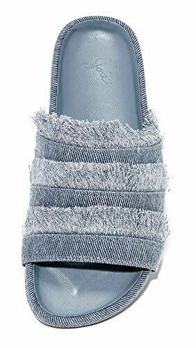 JOIE JADEN BLUE DENIM FRAYED SLIDES SHOES SIZE 35 US 5/5.5
