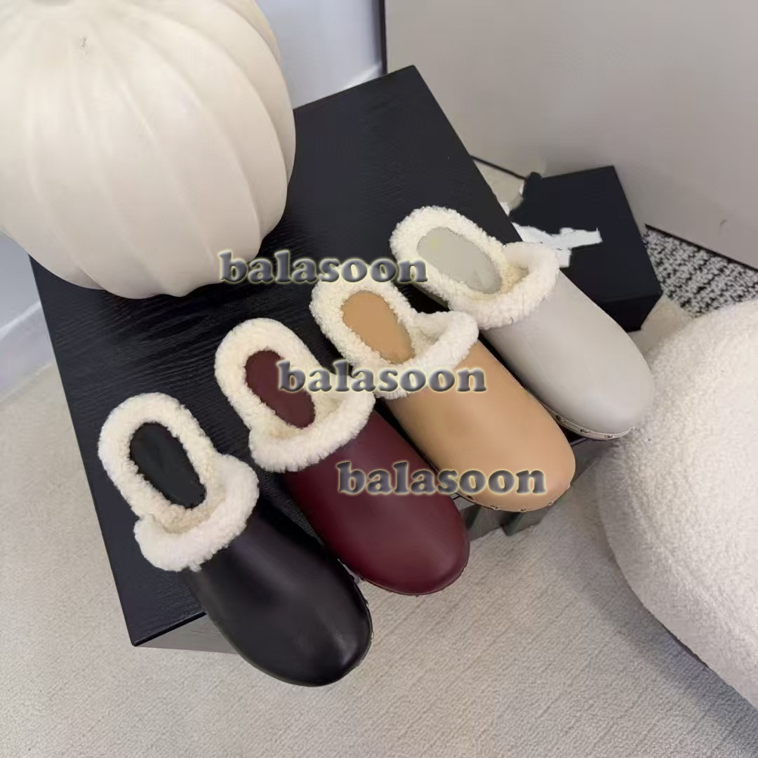 autumn winter round-headed flat-bottomed Baotou semi-slippers Mao Mao slippers