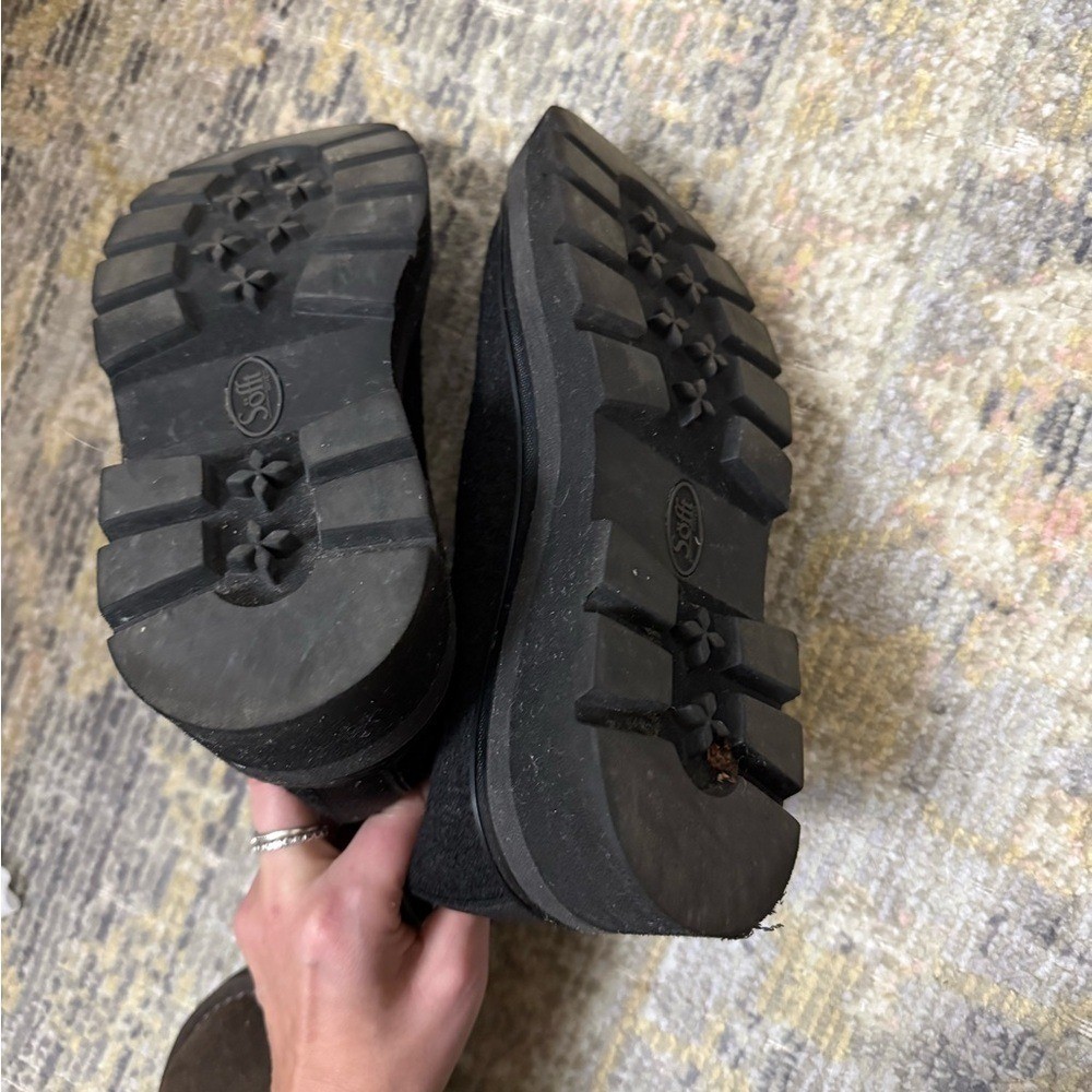 Sofft Provea knit sock black Ankle Boots with a chunky platform lug sole