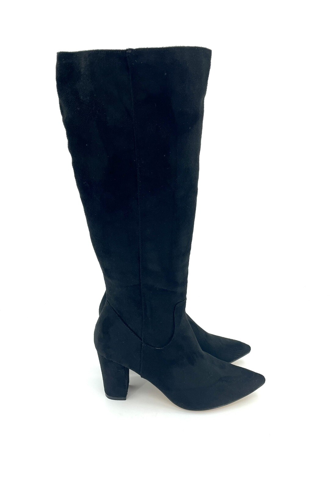 Catherine Malandrino Black Faux Suede Textile Upper Heeled Boots SZ 10 New SH08
