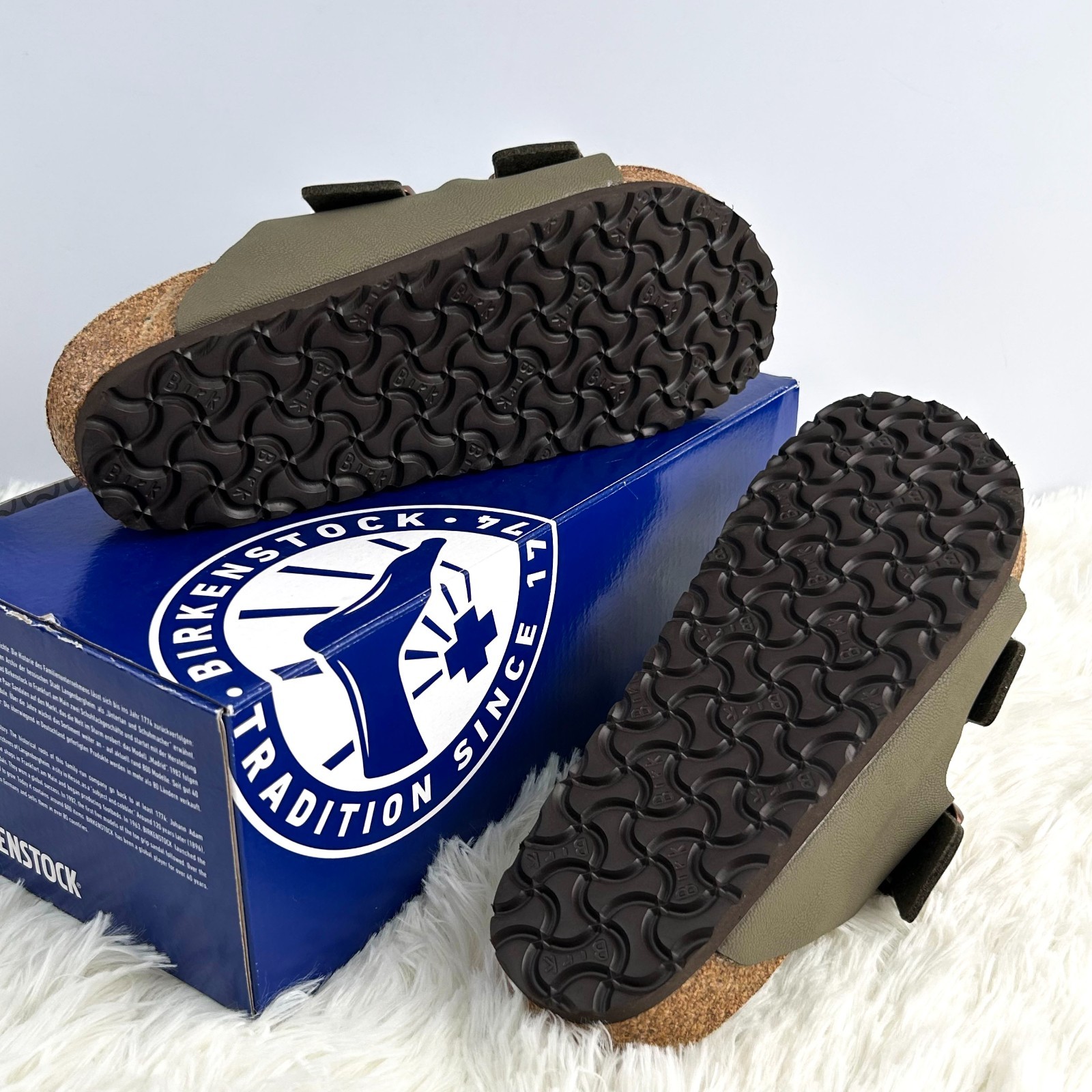 Birkenstock Arizona Stone Birko-Flo Leather New With/Box EU 37-45 Narrow/Wide