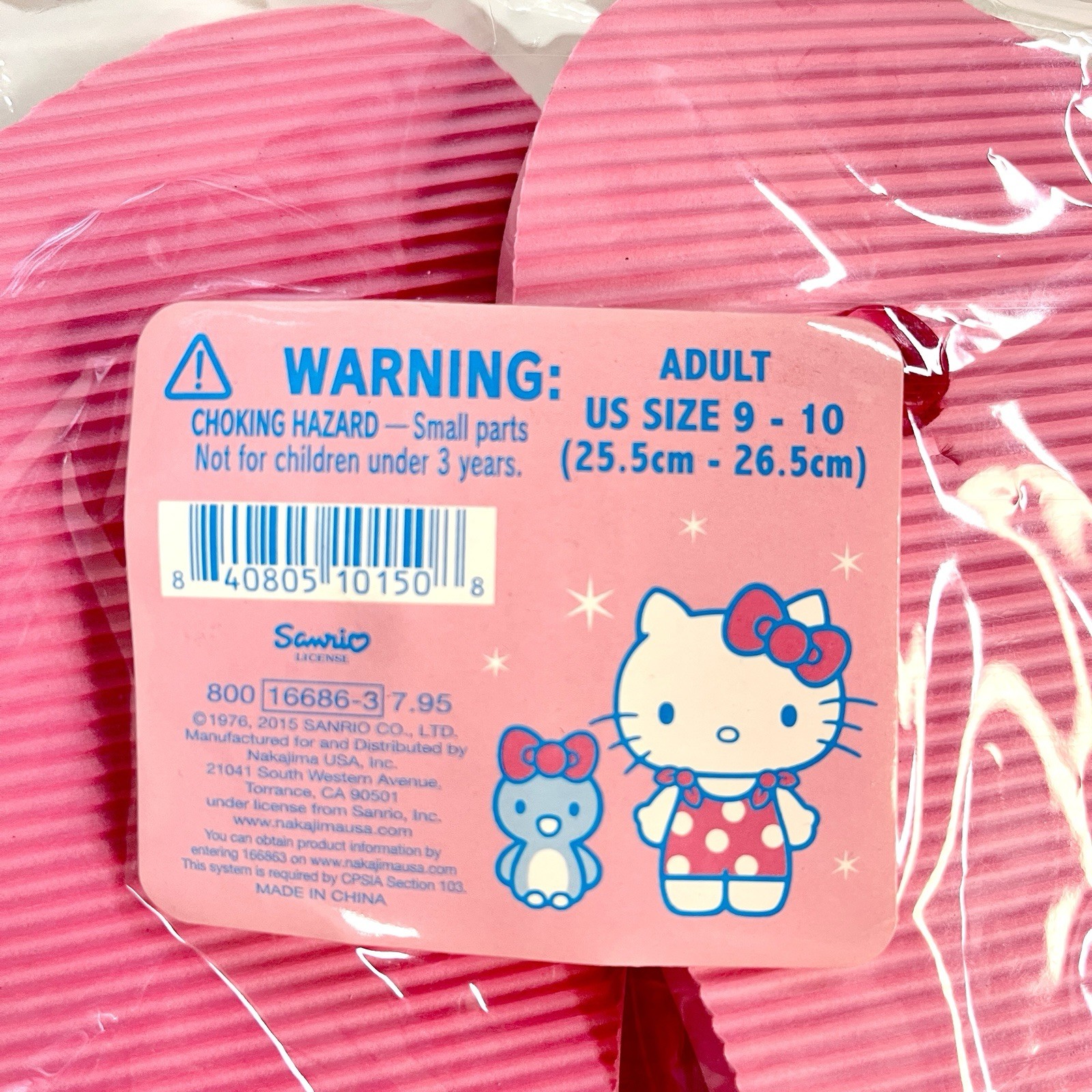 Hello Kitty 2015 Flip Flops Adult Size 9-10 Nakajima USA New