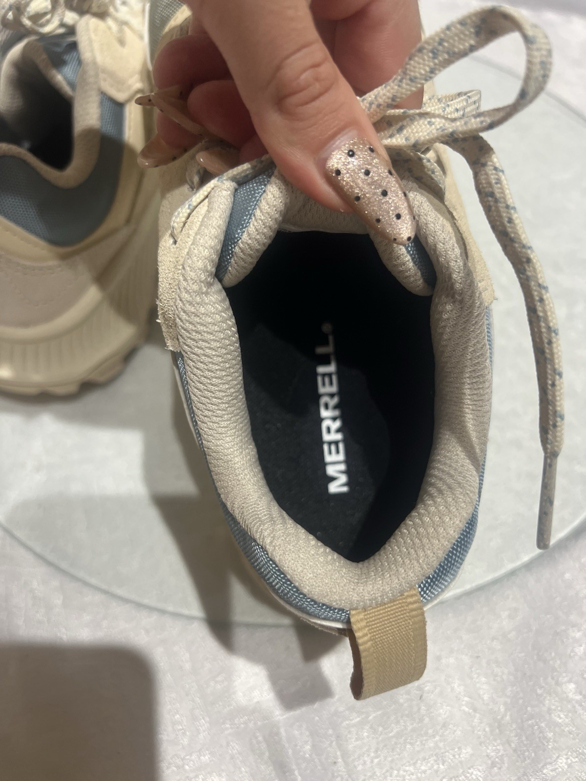 Merrell Tempo Sol Women’s Low Top Athletic Sneaker Mesh Beige/Gray Lace Up