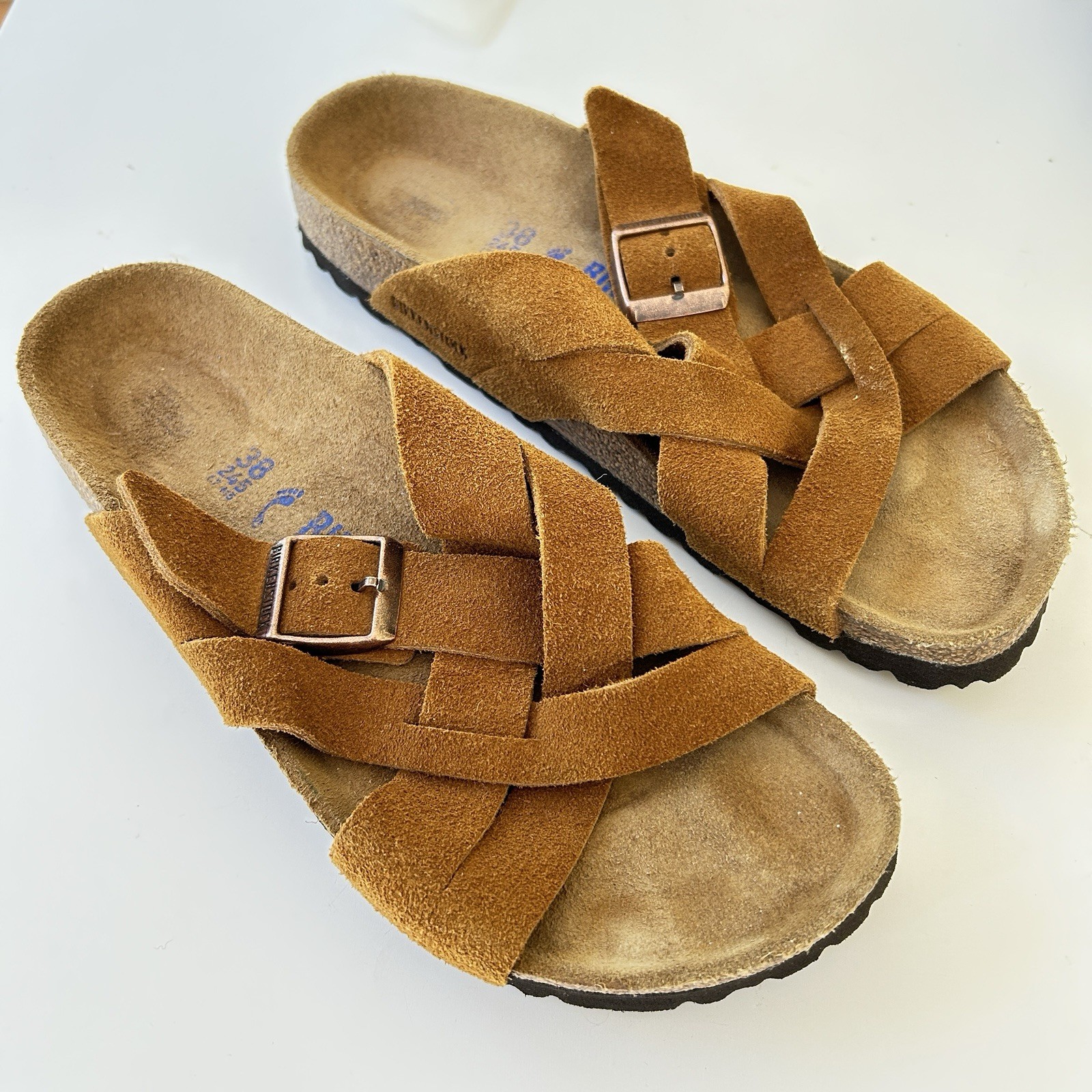 BIRKENSTOCK Lugano Sandals Mink Women’s 38 EU 7-7.5 US Narrow Soft Footbed EUC